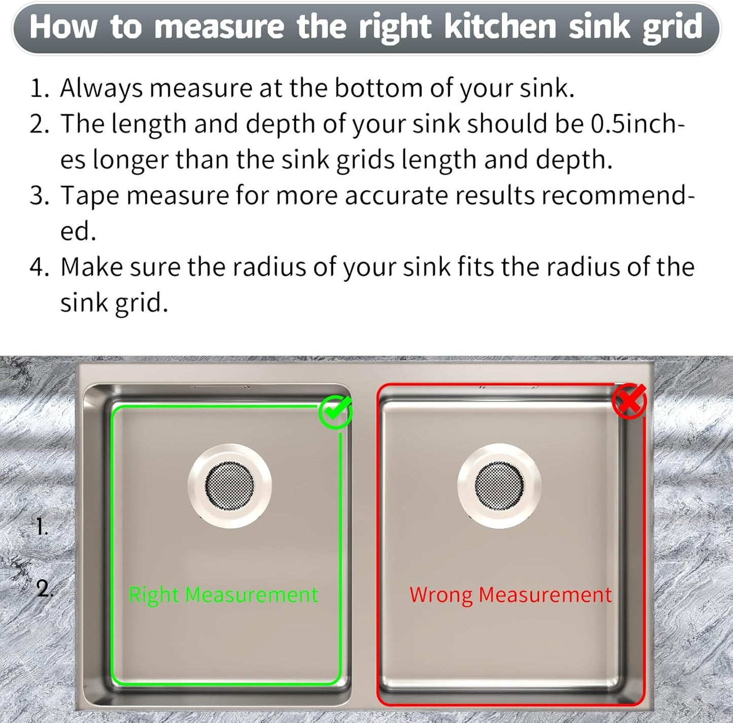 2Pack Sink Protector Grid 13"x16"and 11.2"x14.5", Stainless Steel Sink Protectors for Kitchen Sink, Rust Resistant Sink Grate for Bottom of Kitchen Sink with 2Pack Sink Drain Strainer
