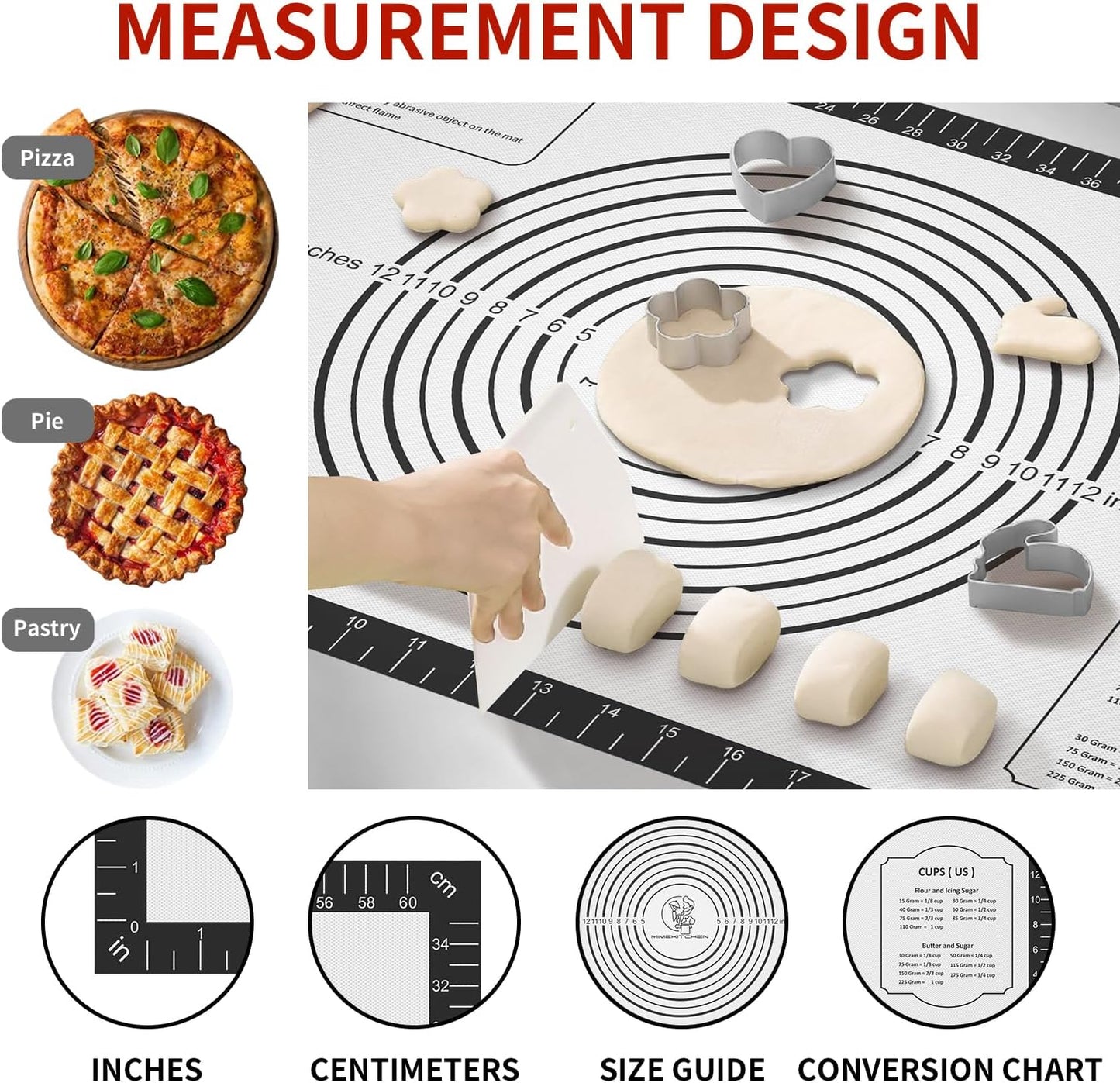 Silicone Macaron Baking Mat, Non Stick Pastry Mat for Rolling Dough,Silicone Mat for Baking Pizza, Cookie, Bread, Fondant, Macarons, Reusable and Large Silicone Mat
