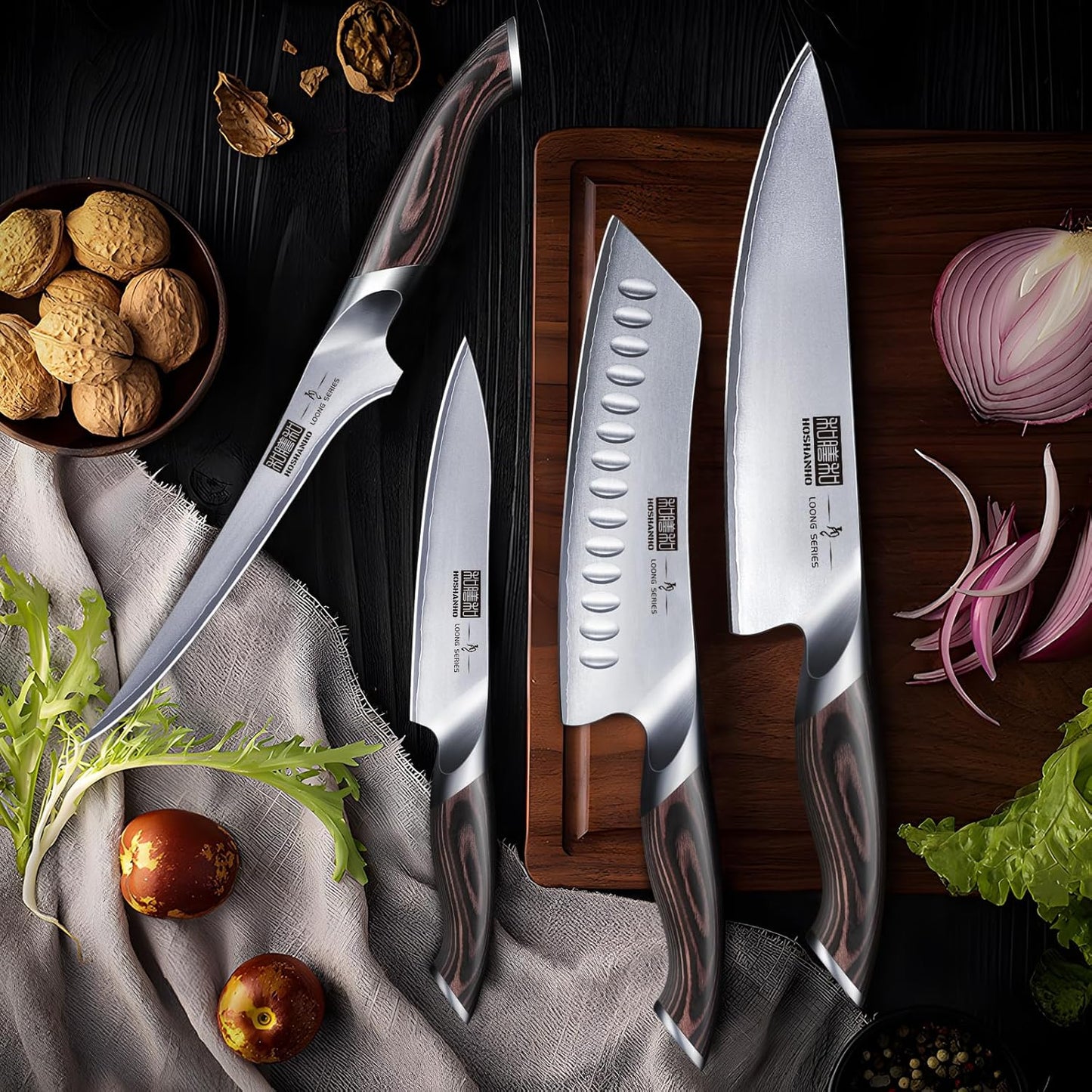 16-Piece Knife Set, Japanese High Carbon Stainless Steel Kitchen Knife Set, Ultra Sharp Chef Knife Block Set with Sharpener