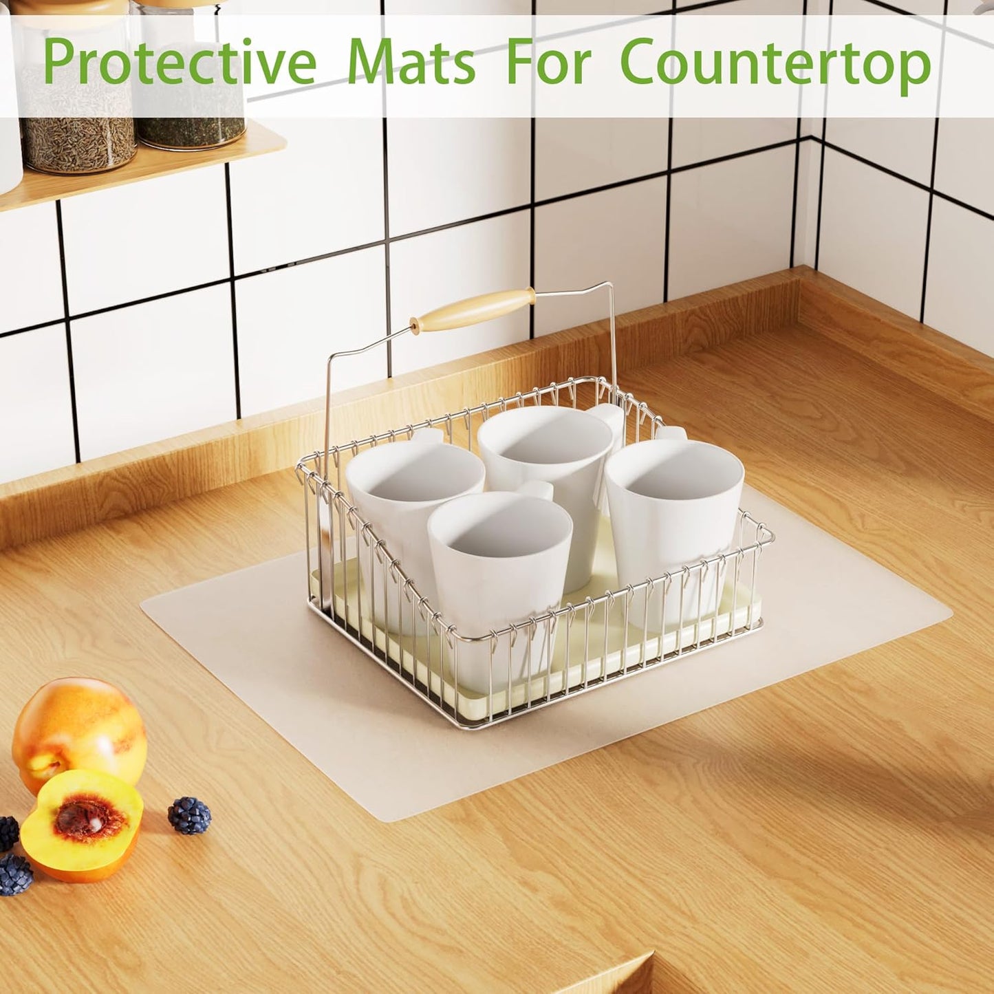 Clear Silicone Mat Small: 9" Non-Slip Baking Mat for Kitchen Counter - Heat Resistant Countertop Liner for Pastry 1/25 x 9 x 12 Inch Translucent (2/Pack)
