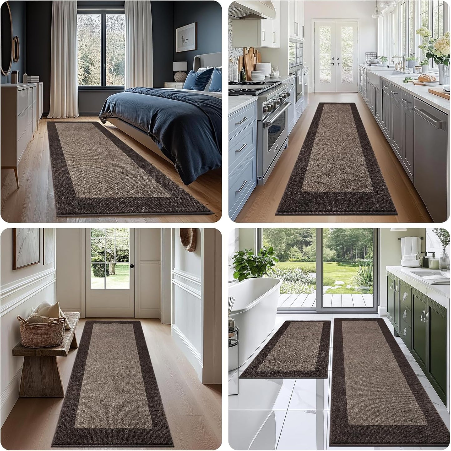 Machine Washable Kitchen Rug 24" x 84", Non Slip Kitchen Mat for Floor, Absorbent Entrance Runner Rug for Bedroom, Hallway, Bathroom, Door (Roll Packing)
