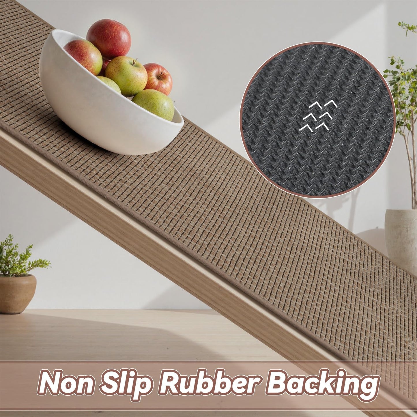 PADOOR Kitchen Runner, Rubber Backed Kitchen Runner Rugs Non Skid Washable, Super Absorbent Kitchen Mats for Floor Front of Sink, 20"x47" Brown