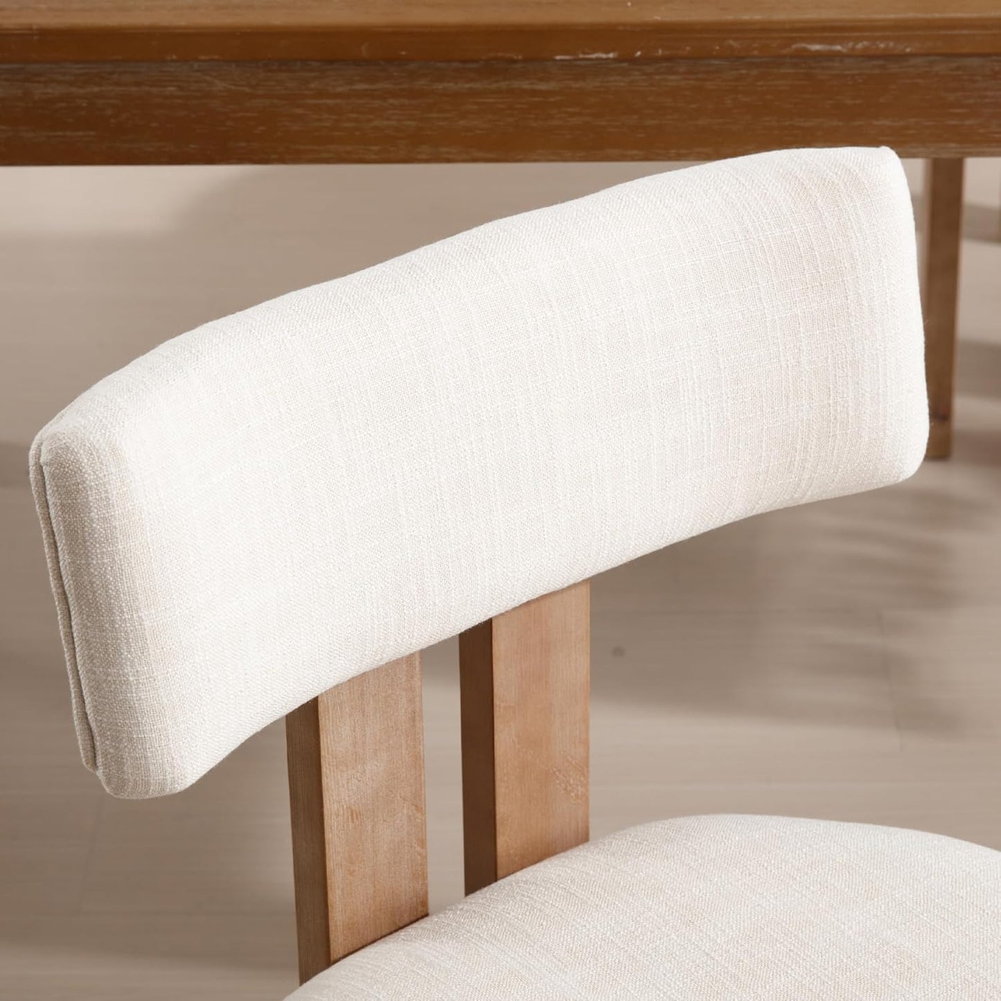 chairus Dining Chairs Set of 6 Linen Fabric Diner Chairs Farmhouse Wood Chairs for Kitchen and Dining Room, Beige