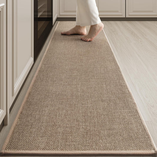 tchdio Kitchen Mats for Floor, Rubber Backed Kitchen Rugs Non Slip Washable, Superior Absorbent Kitchen Runner Rug Easy to Clean, Comfort Kitchen Floor Mat Front of Sink (Tan, 20" × 70")