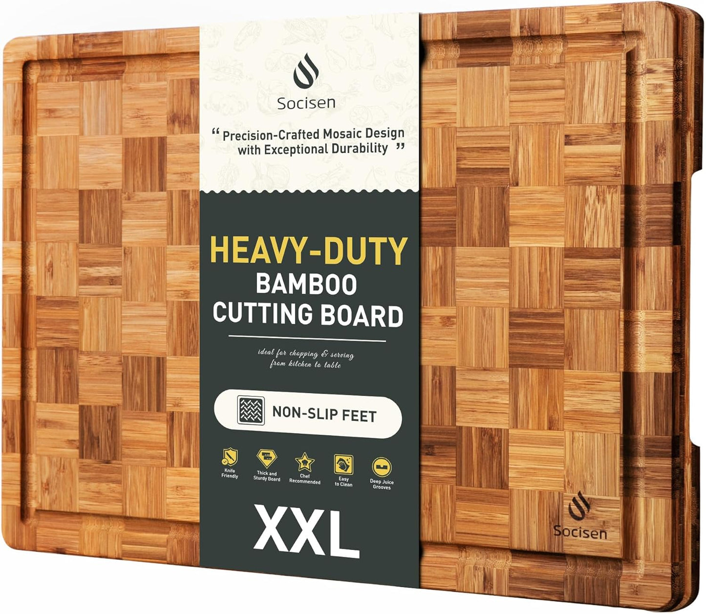 Extra Large Bamboo Cutting Board Non Slip Over Sink Kitchen 2025 First Apartment Essentials Wooden Cutting Board New Home Must Haves Accessories House Warming Decor Housewarming Hostess Host Gifts