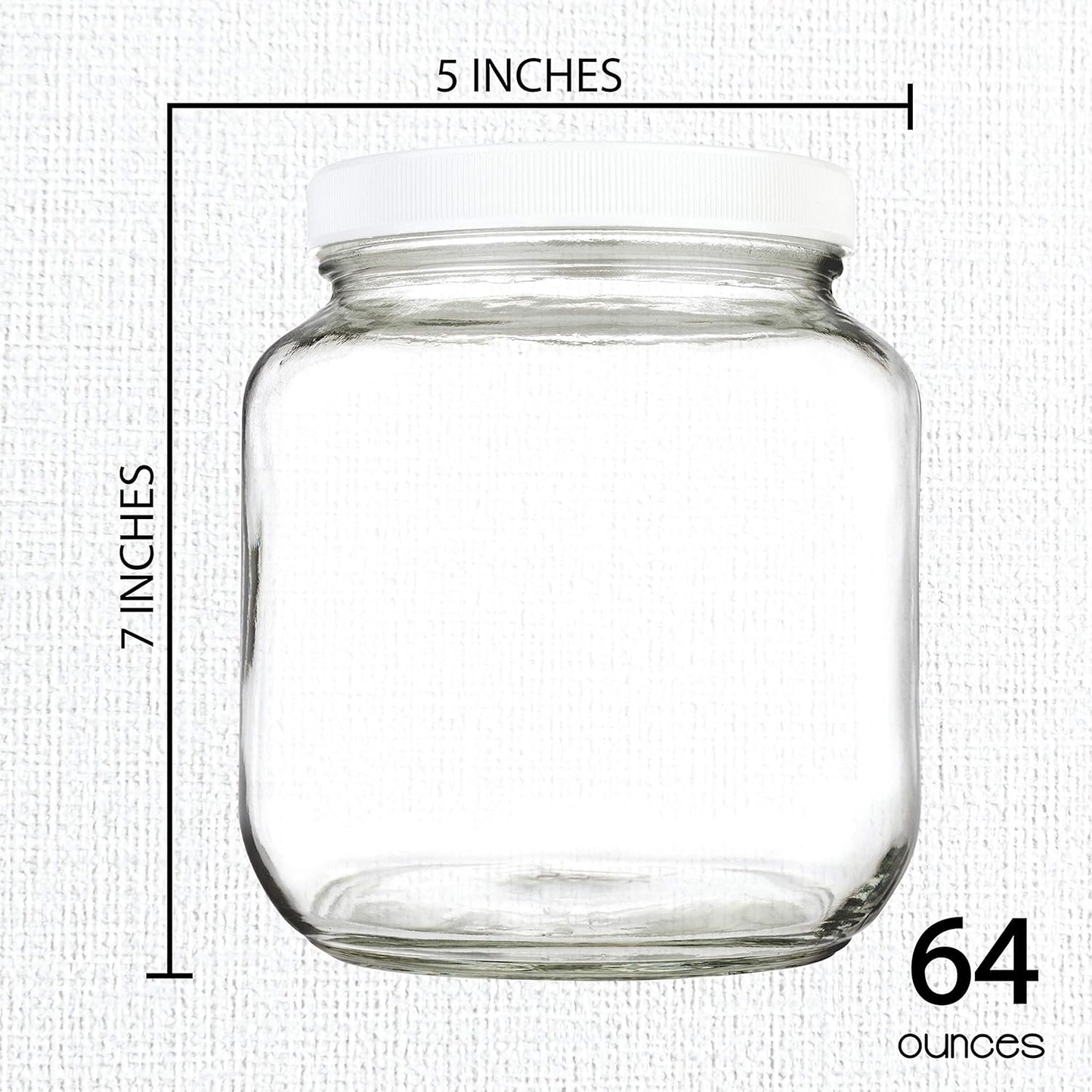 kitchentoolz Half Gallon Mason Jar 64oz – 4 Pack Wide Mouth Glass Jars with Foam-Lined Plastic Lid – Airtight Storage for Kombucha, Pickling, Canning – Big Mason Jars