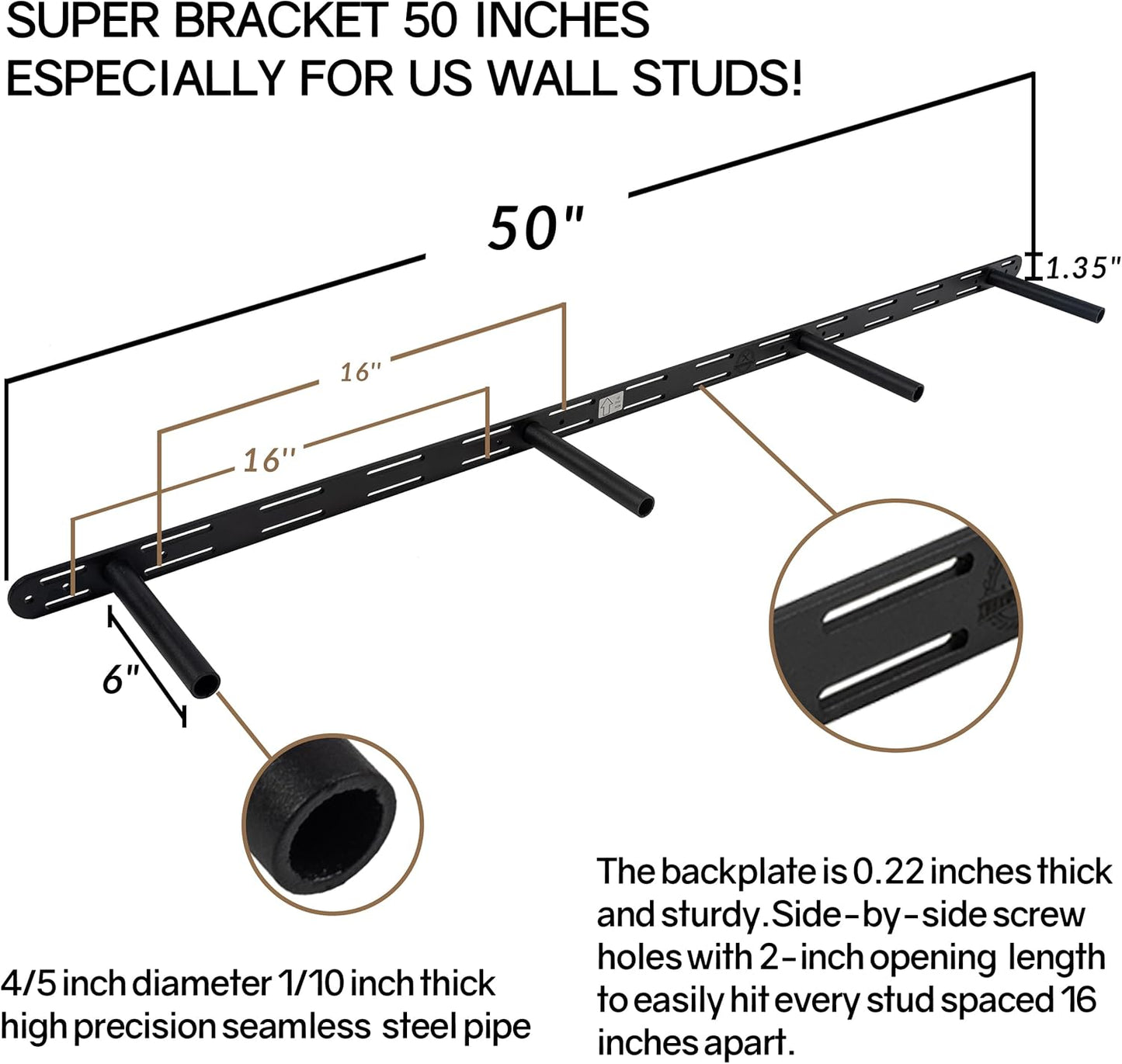 Rustic Floating Shelves 60 inch Long 8 "deep Set of 1, Heavy Duty Wood Wall Mounted Shelves for Bathroom Living Room Kitchen,Book Shelves with Thickened Hidden Bracket- Walnut