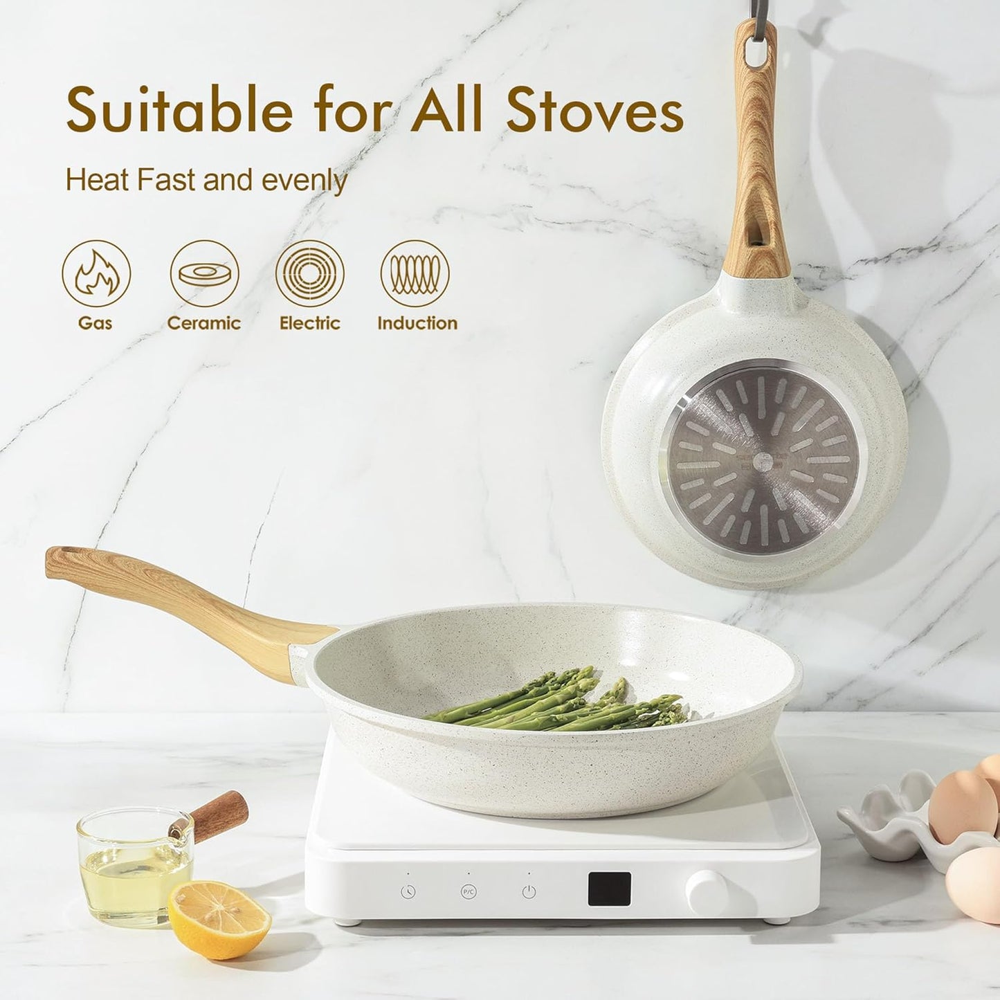 SENSARTE Nonstick Ceramic Frying Pan Skillet, 11 Inch Omelet Pan, Healthy Non Toxic Induction Compatible Egg Pan with Heat Resistant Handle, PTFE and PFAS-Free