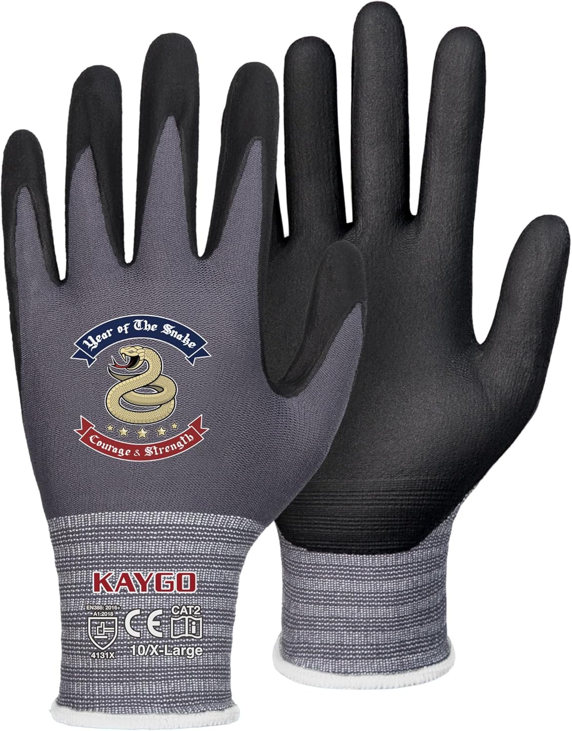 KAYGO Safety Work Gloves MicroFoam Nitrile Coated, 3 Pairs KG18NB,Seamless Knit Nylon Glove for Men and Women, Ideal for Automotive,Warehouse,Construction (XL,Gray)