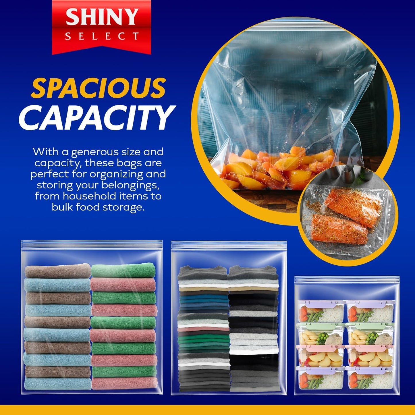 Extra Large Plastic Storage Bags With Zipper Top 3 Gallon 16" x 18" Jumbo Size Bag Heavy Duty 3 Mil Thick Clear X-Large Big Zip Bags for Food Freezer Clothes Travel Moving (12)