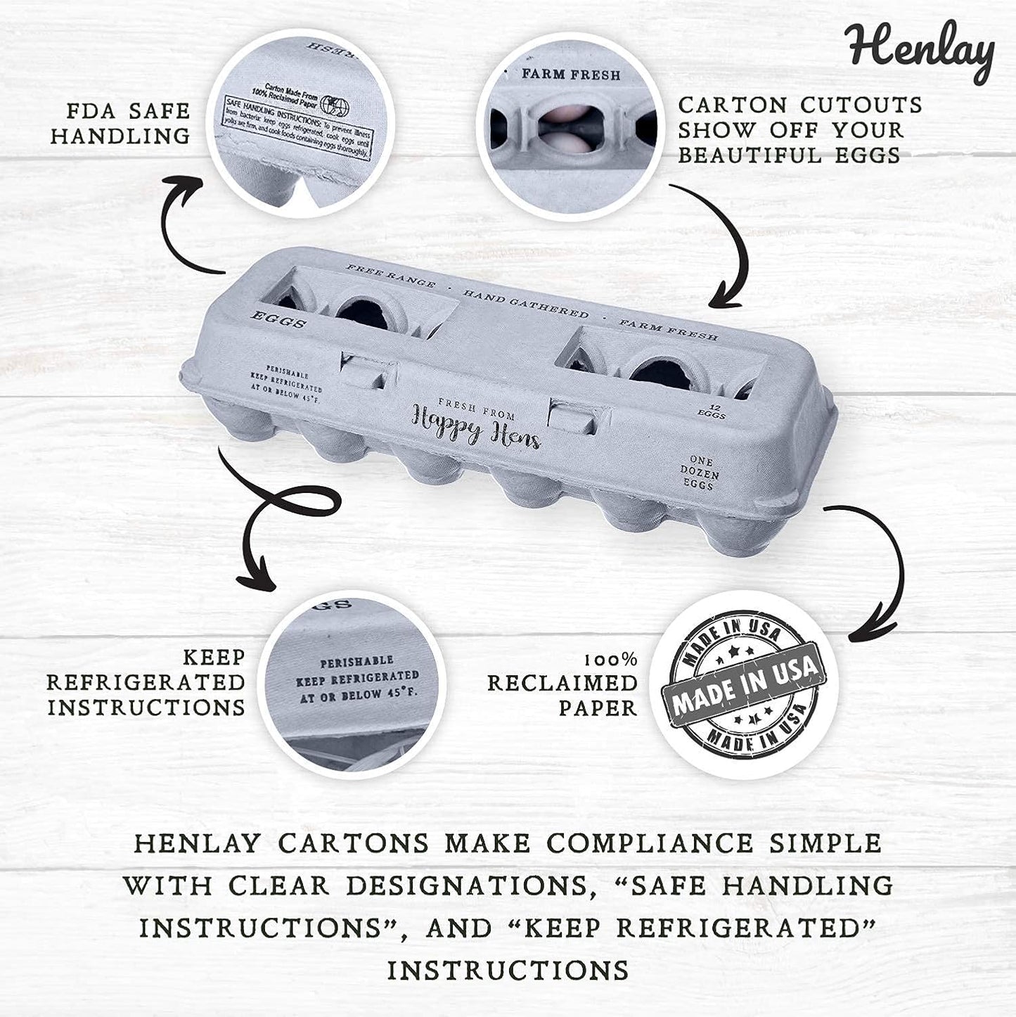 Egg Cartons- Adorable Printed Design for Farm Fresh Eggs, Recycled Paper Cardboard, Sturdy & Reusable, Holds up to XL Chicken Eggs (Blank Stamping, 25)