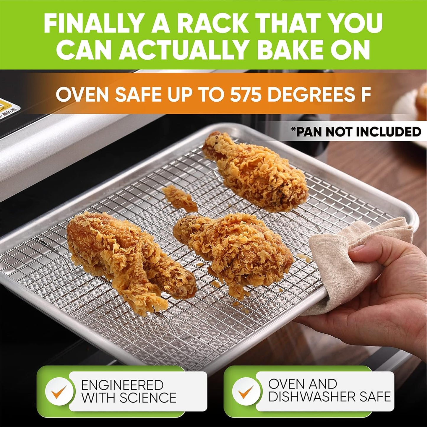 Spring Chef 8.5 x 12 Inch Stainless Steel Cooling Rack for Cooking and Baking - Oven Safe Cookie Cooling Rack - Fits Small Quarter Sheet Pan - Dishwasher Safe