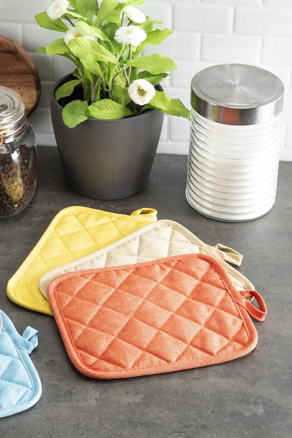 American Linen Pot Holders, Hot Pads, Table Pads for Kitchen and Dining Table, Non Slip Heat Resistant Hot Pot Holder (Coral, 8 Pack)