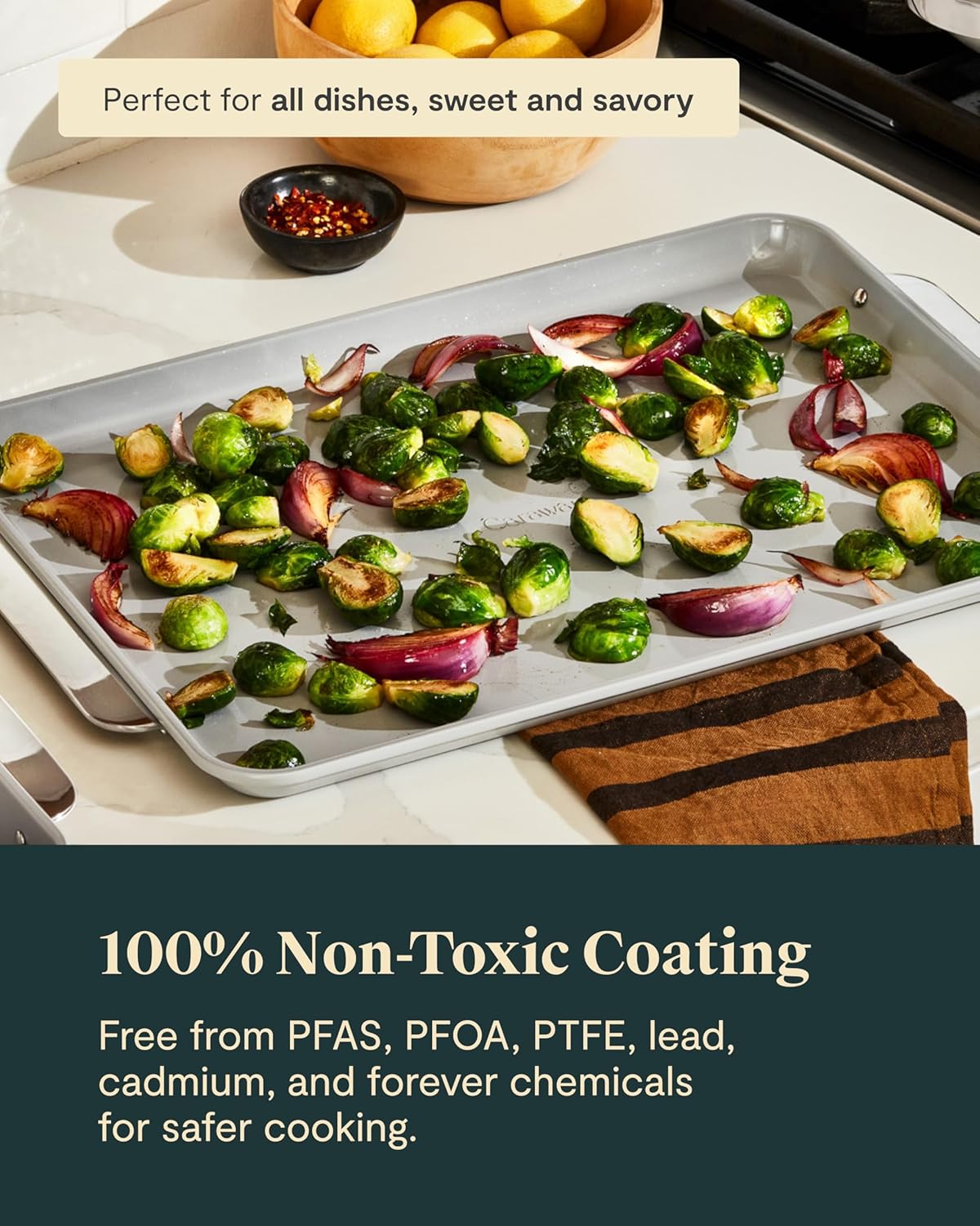 Caraway Non-Stick Ceramic Baking Sheet - Naturally Slick Ceramic Coating - Non-Toxic, PTFE & PFOA Free - Perfect for Baking, Roasting, and More - Large (18" x 13") - Perracotta