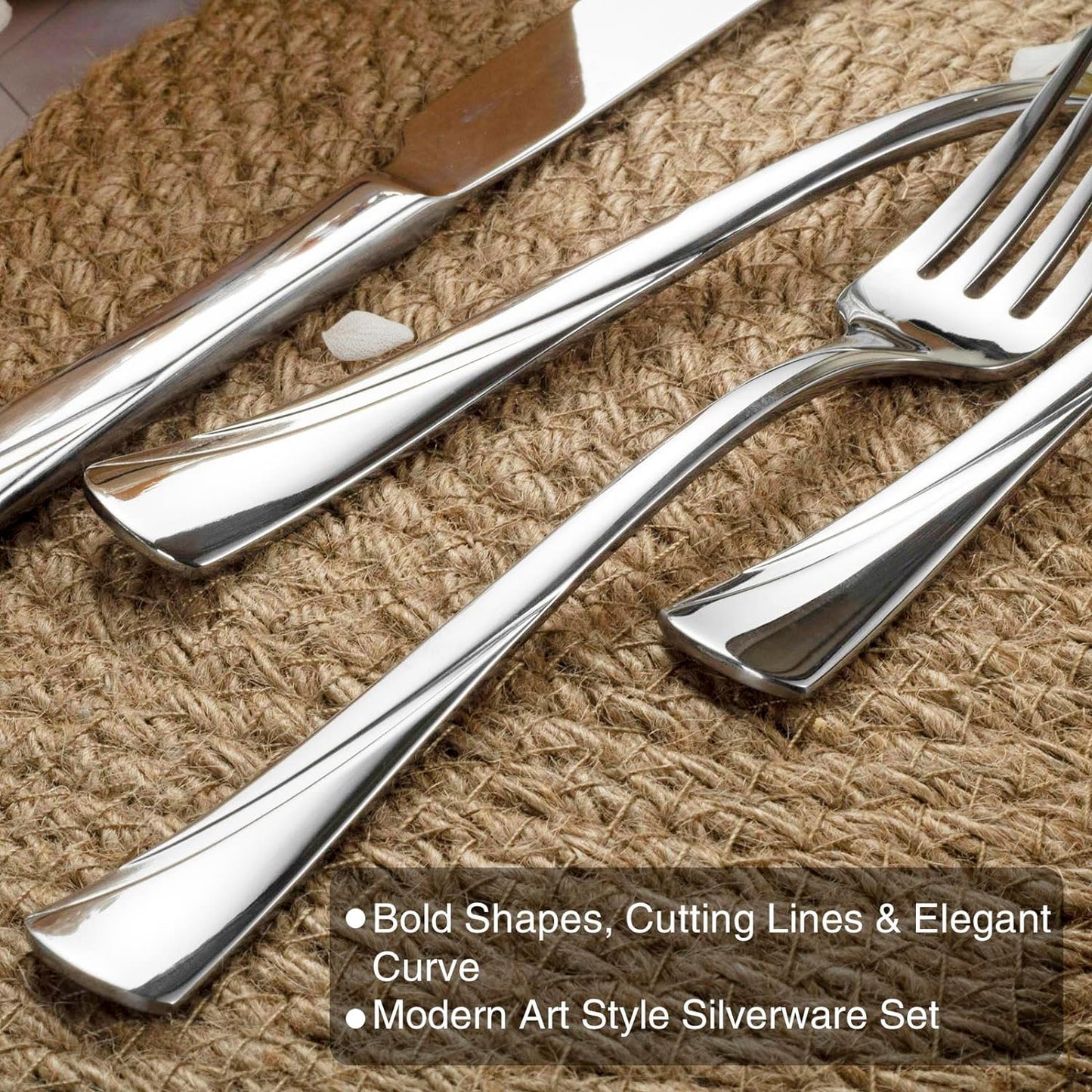 Alata Alice 60-Piece Silverware Set Stainless Steel Flatware Set,Service for 12,Mirror Polished Cutlery Set,Dishwasher Safe