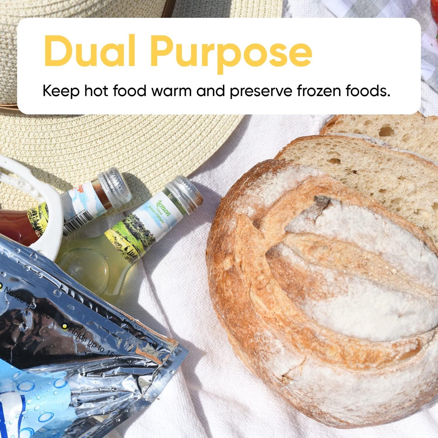 Superio Hot and Cold Insulated Bags for Food Delivery, Grocery Shopping Bags, Food Storage for Hot and Frozen Food for Travel, Disposable Cooler Bag, Reinforced Thermal Lunch Bag (4, 13"x7"x15.5")