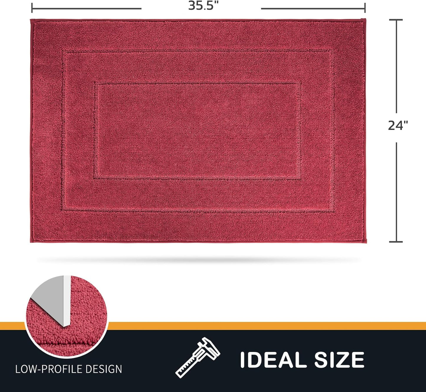 PURRUGS Dirt Trapping Door Mat 24" x 35.5", Non-Slip/Skid Machine Washable Entryway Rug, Dog Doormat, Super Absorbent Welcome Mat for Muddy Wet Shoes and Paws, Burgundy Red
