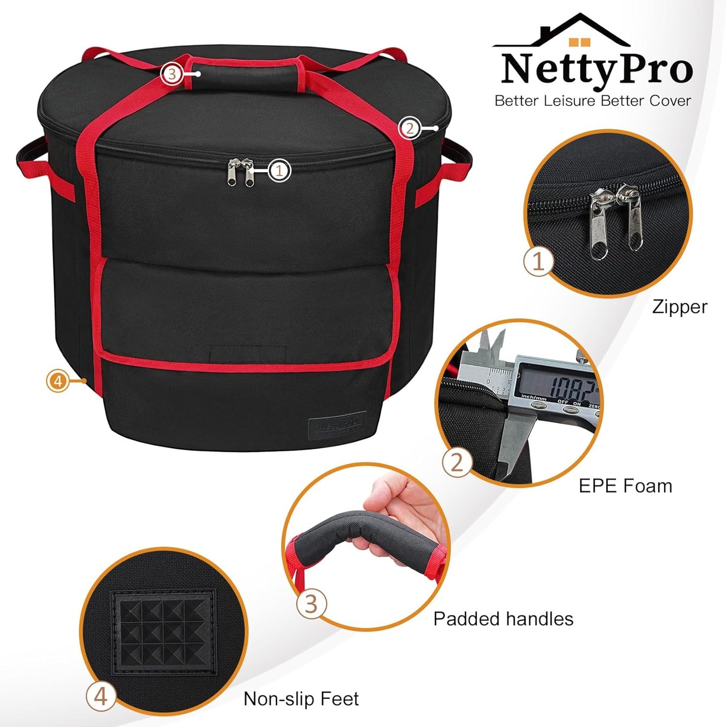NettyPro Fire Bowl Carry Bag for 24 Inch Outland 883 Propane Firebowl, Fire Pit Carrying Case Waterproof Heavy Duty 600D Outdoor Portable Fit Ciays Smokeless Gas Firepit