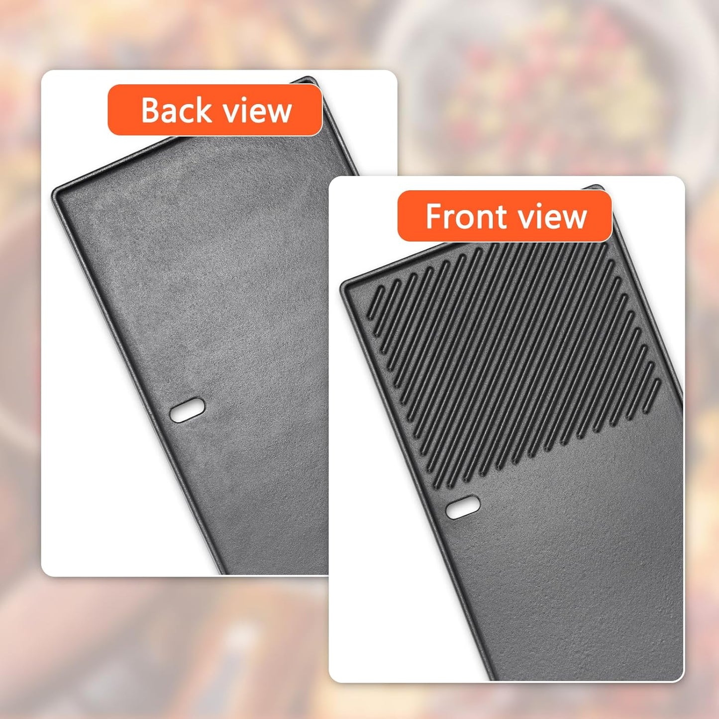 QuliMetal 7637 Reversible Cast Iron Grill Griddle for Weber Spirit E-210, Spirit 200, GS4 Spirit II 200 Series Grills (Front Control Knobs) – 17.5-Inch Grill Griddle Replacement, 1 Pack