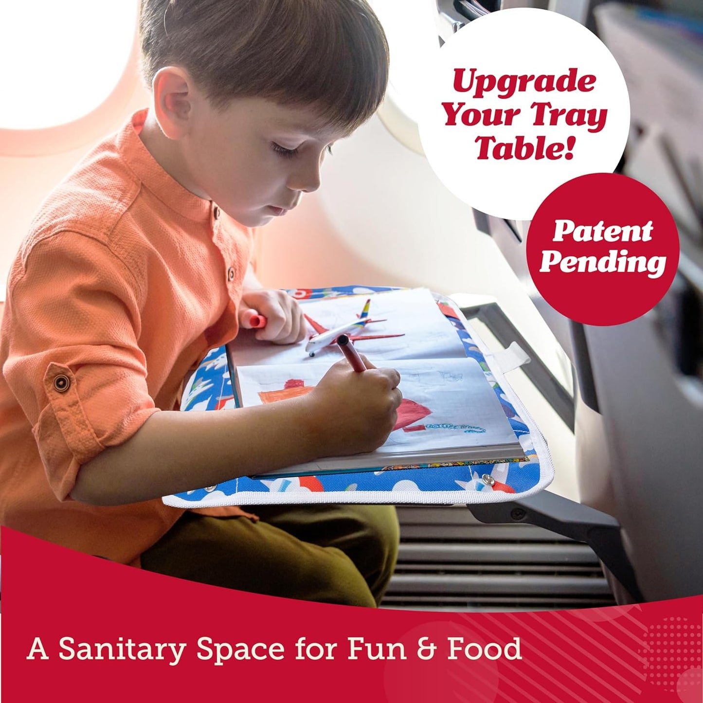 Lusso Gear Toddler Airplane Tray Table Cover with Pockets - Unicorn Print Textile Rectangular - Foldable Airplane Play Tray for Kids - Kids Travel Essentials & Toddler Travel Essential