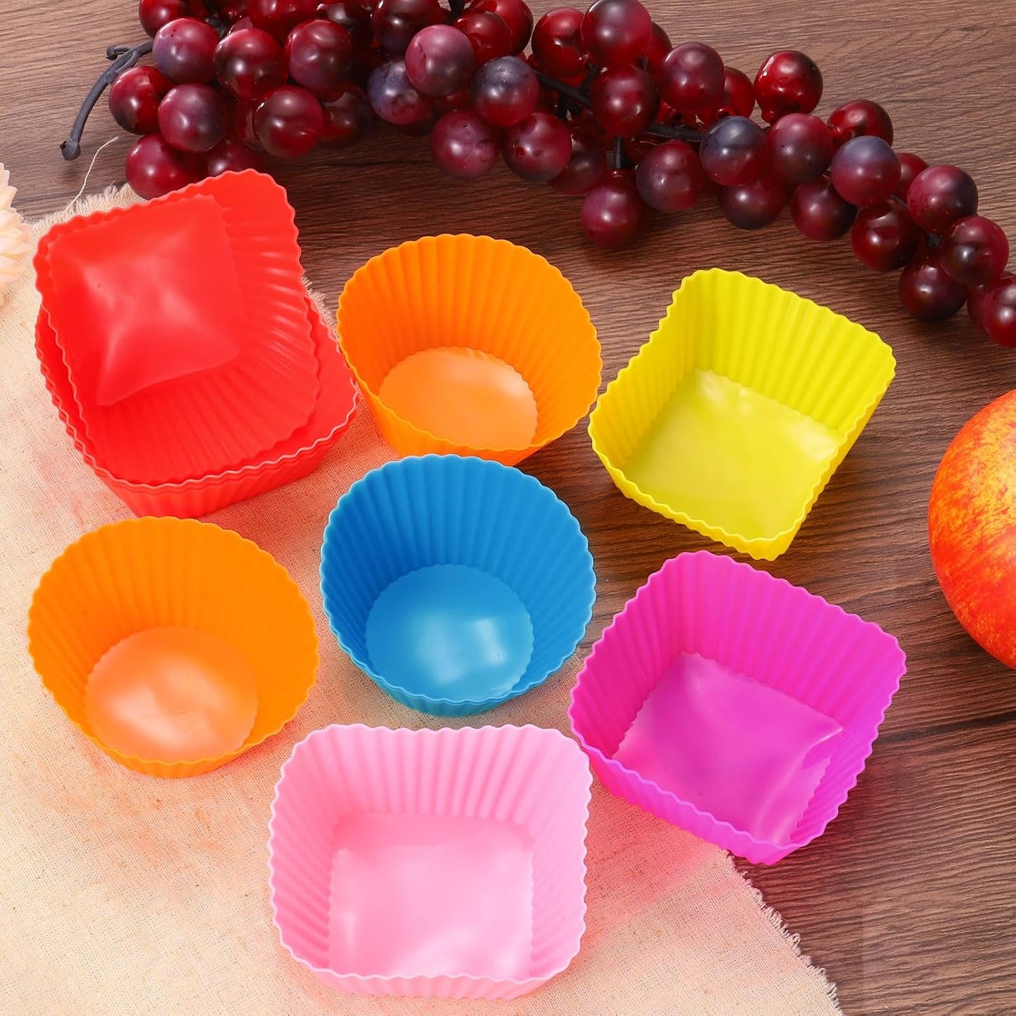 uxcell 18Pcs Silicone Cupcake Liners, Non-Stick Baking Cups, for Cooking Eggs, Baking Muffins and Make a Cake(Purple)