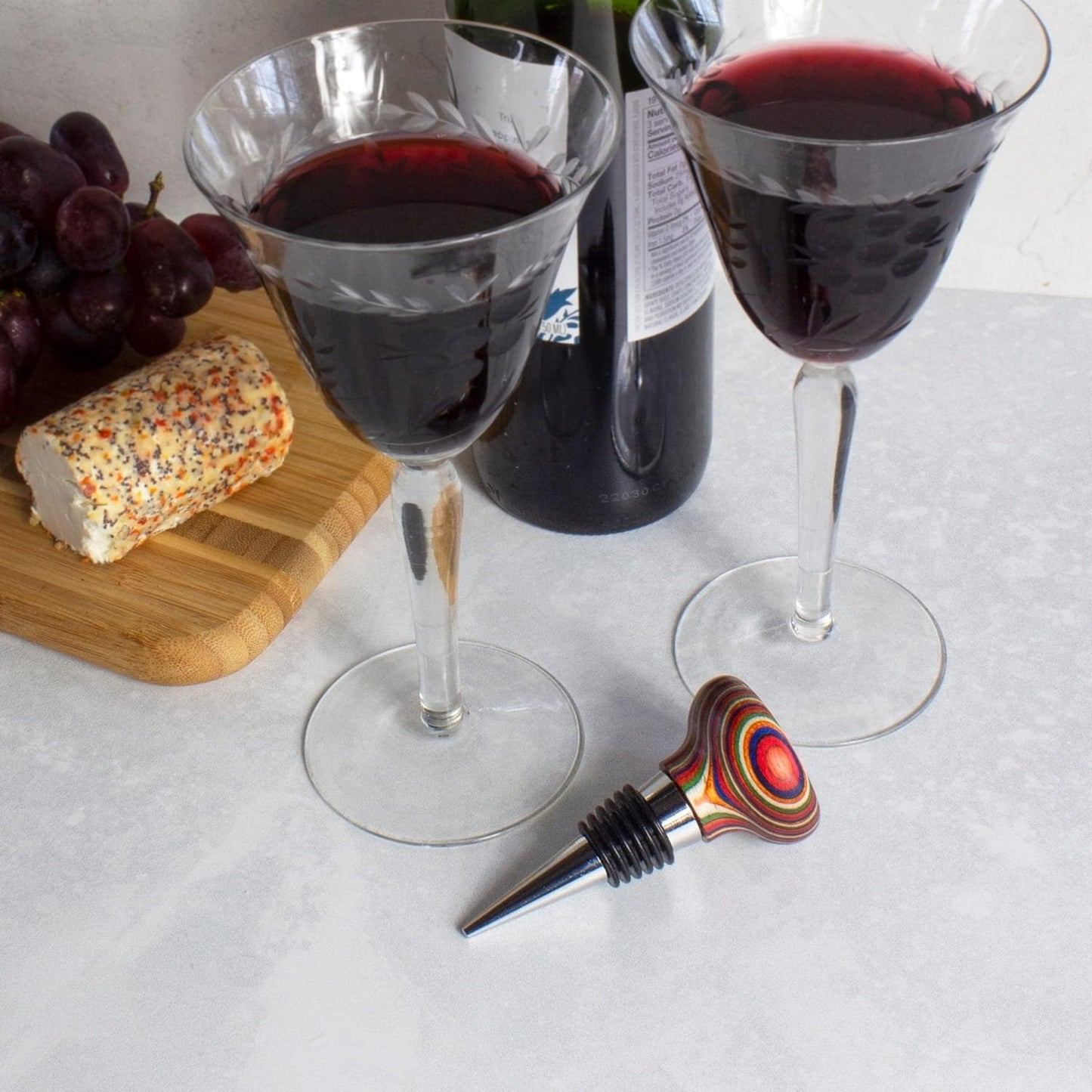 Totally Bamboo Baltique Marrakesh Collection Wine Bottle Stopper, Multicolor Leak-Proof & Reusable Wine Saver, Preserves Beverage Freshness