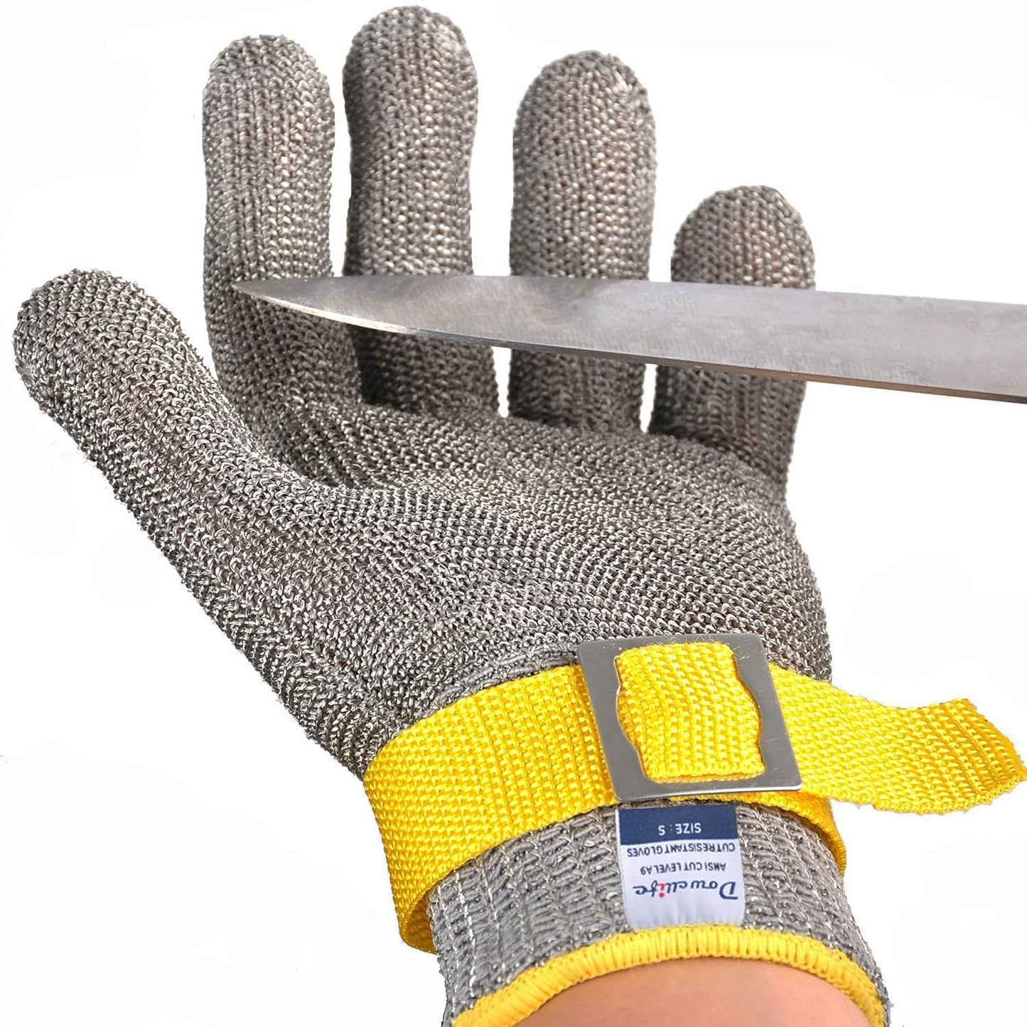 Dowellife ANSI A9 Cut Resistant Glove Food Grade, Stainless Steel Mesh Metal Knife Cutting Glove for Butcher Oyster Shucking Kitchen Mandoline Chef Slicing Fish Fillet (Small)