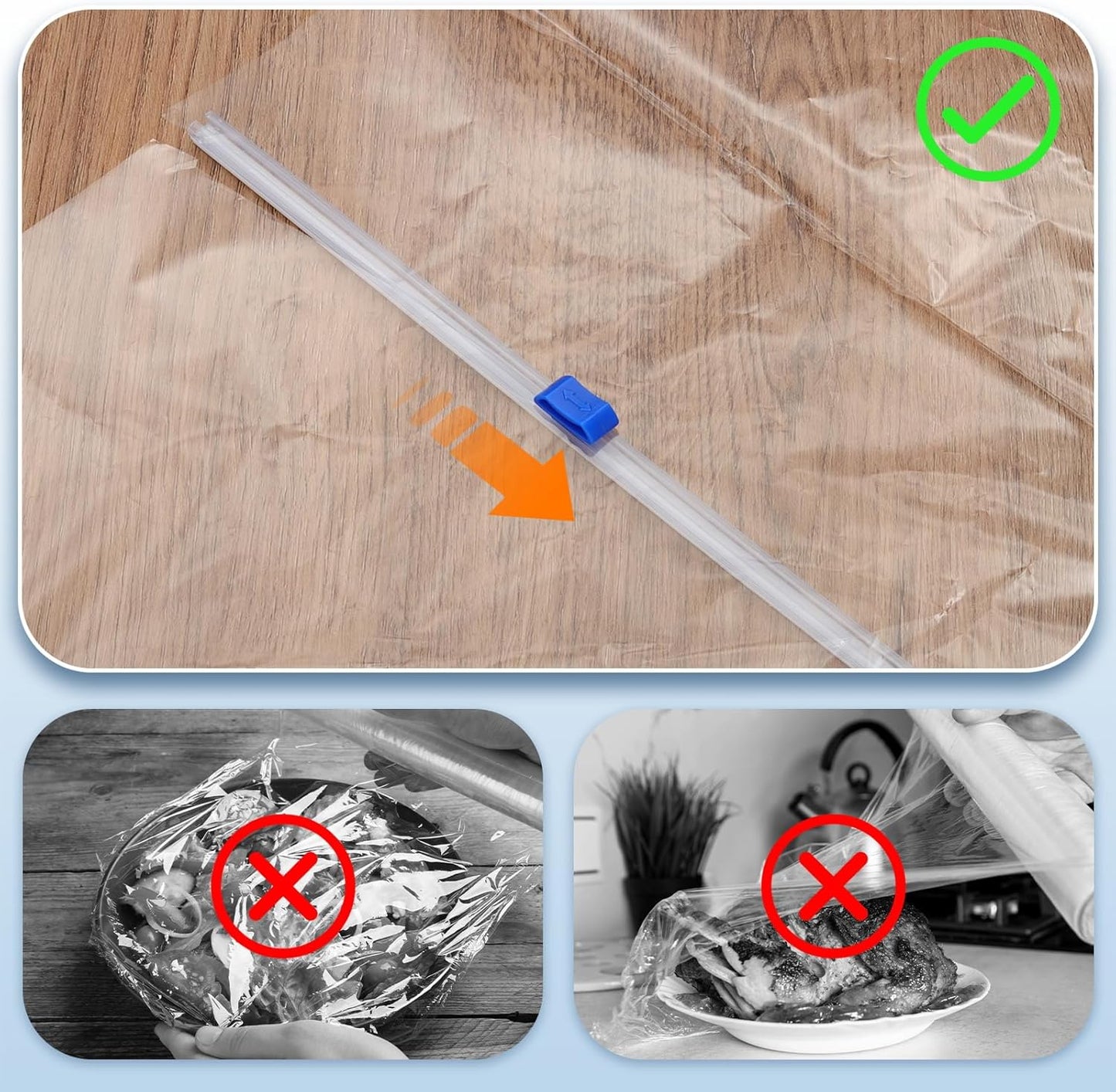 PATIKIL 12pcs Plastic Wrap Cutter, 13in Plastic Wrap Slide Cutter Self Adhesive Installation Replacement for Aluminum Foil Wax Paper Parchment Paper Wrap Dispenser, Blue