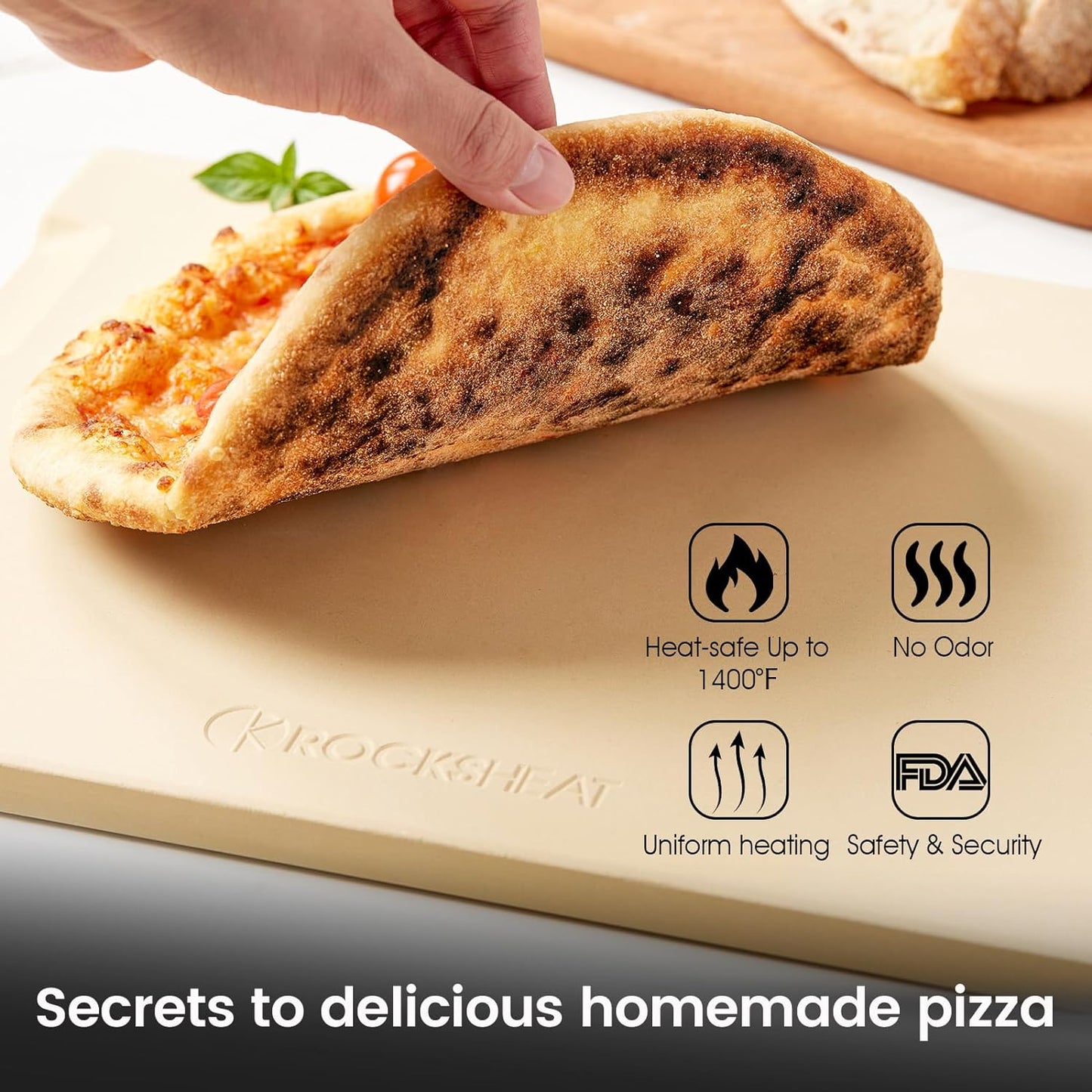 15x12 Inch Pizza Stone & 12 Inch Rotatable Pizza Peel Set, Baking Stone with Non-Stick Aluminum Peel, Spatula with Beech Wood Handle, Cordierite Bread stone for oven