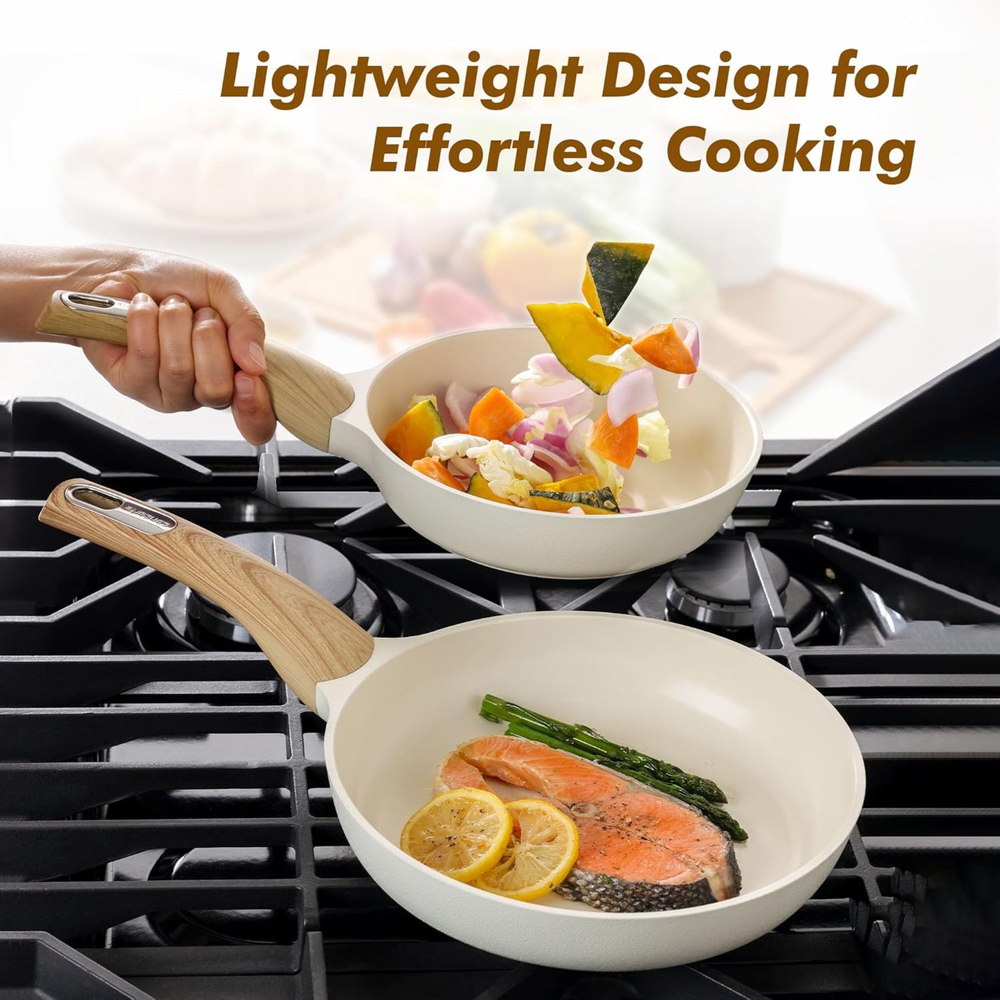 SENSARTE Ceramic Nonstick Frying Pan Small Skillet 8Inch Non Stick Omelette Pans, Non-toxic Healthy Kitchen Cooking Chef's Pan, Free of Intentionally Added PFOA/PFAS/PTFE, Induction Compatible, White