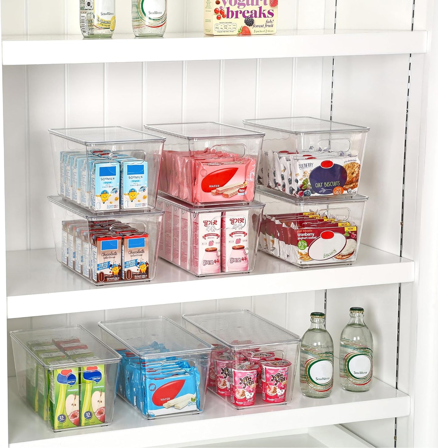 Vtopmart 1 Pack Clear Stackable Storage Bins with Lids, Medium Plastic Containers with Handle for Pantry Organizer and Storage,Perfect for Kitchen,Fridge,Cabinet, Closet,Bathroom Organization