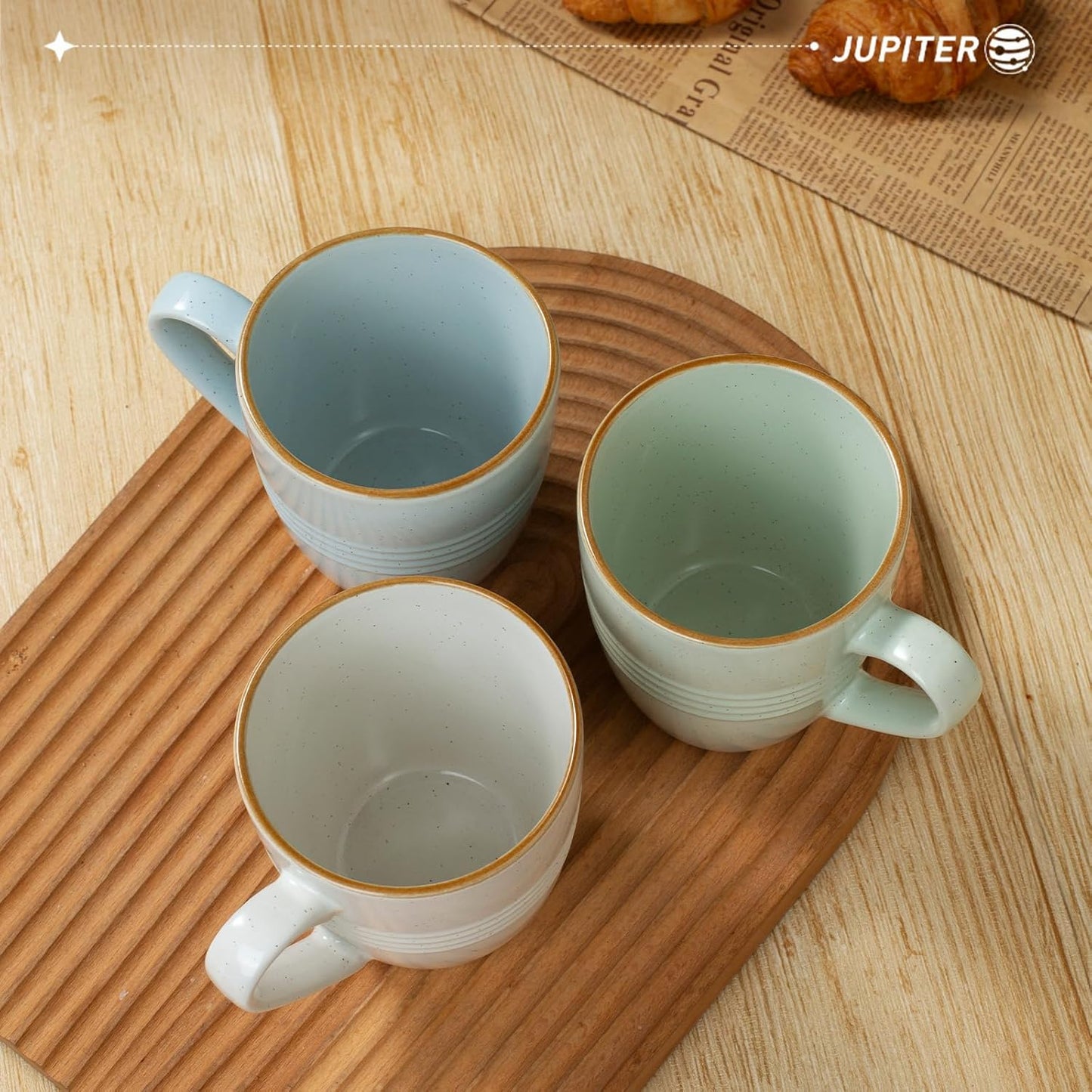 famiware Jupiter Coffee Mugs Set of 4, 14 OZ Coffee Mug, Microwave and Dishwasher Safe, Coffee Cups with Handle for Coffee, Tea, Cocoa, Milk, Multi-color