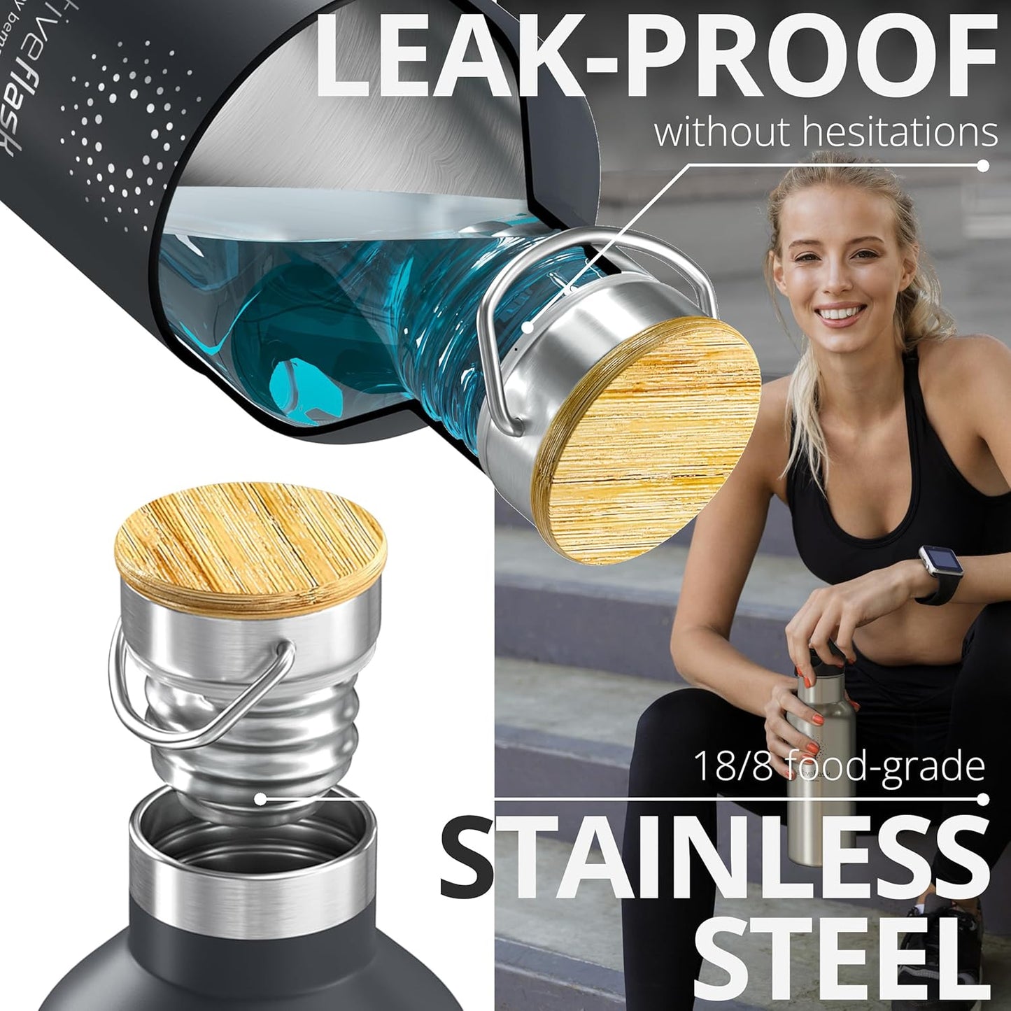 Stainless Steel Water Bottle with Straw, Infuser & 3 Lids: 18/32 OZ Leak-Proof Vacuum Insulated ACTIVE FLASK Drinking Bottles Hot Cold: Double Walled Outdoor Drink Thermo Mug Tea Coffee Sport Gym Bike
