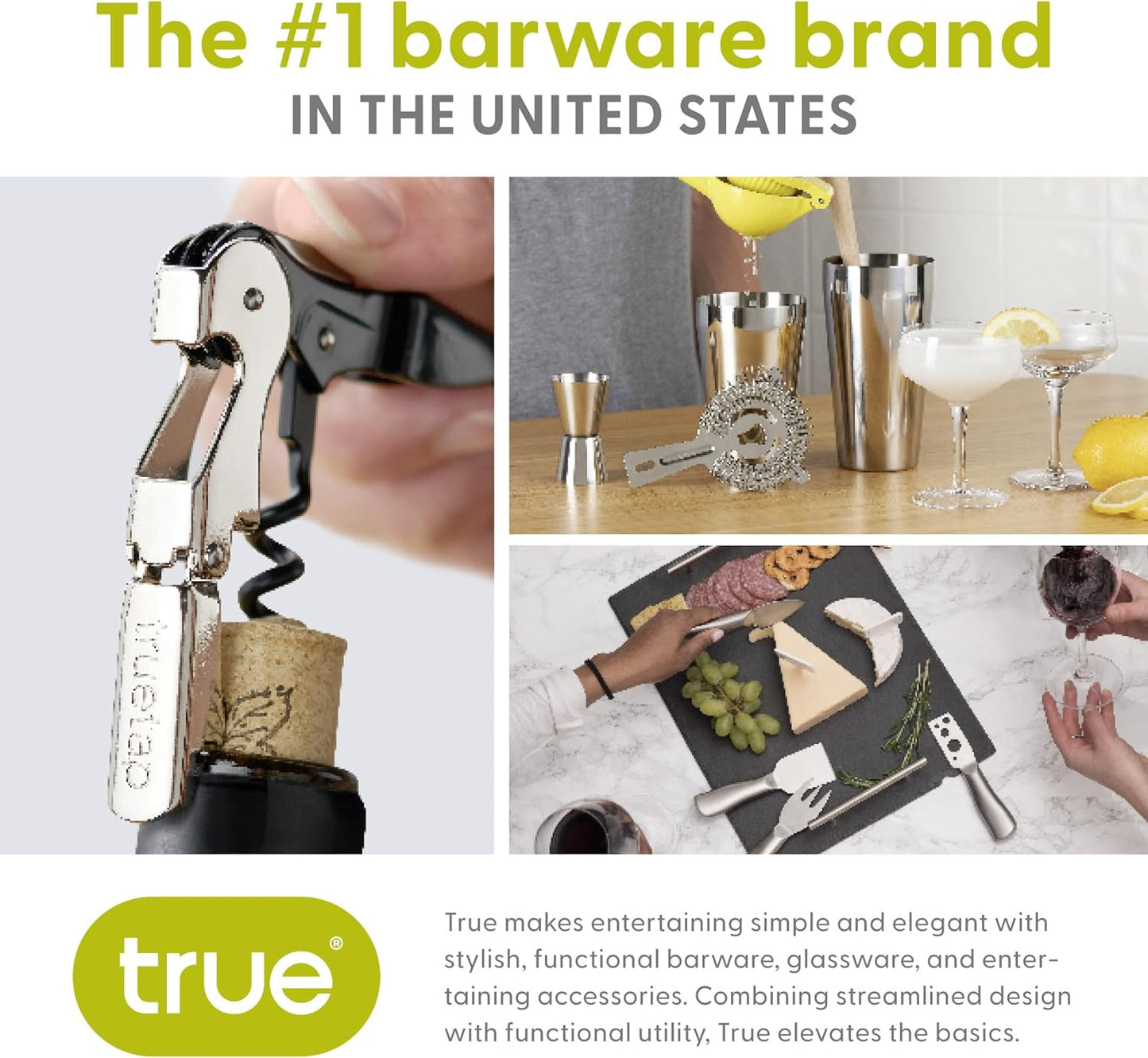 True Brands TrueTap Double Hinged Waiters Corkscrew, Top-notch Stainless Steel Opener with Foil Cutter Built to Last Wine Key Red, Set of 1