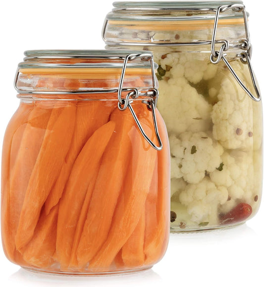 Galashield 32 oz Glass Jars with Lids Food Storage Jars with Airtight Lids Leak Proof Glass Canisters Kitchen Jars [Set of 2]