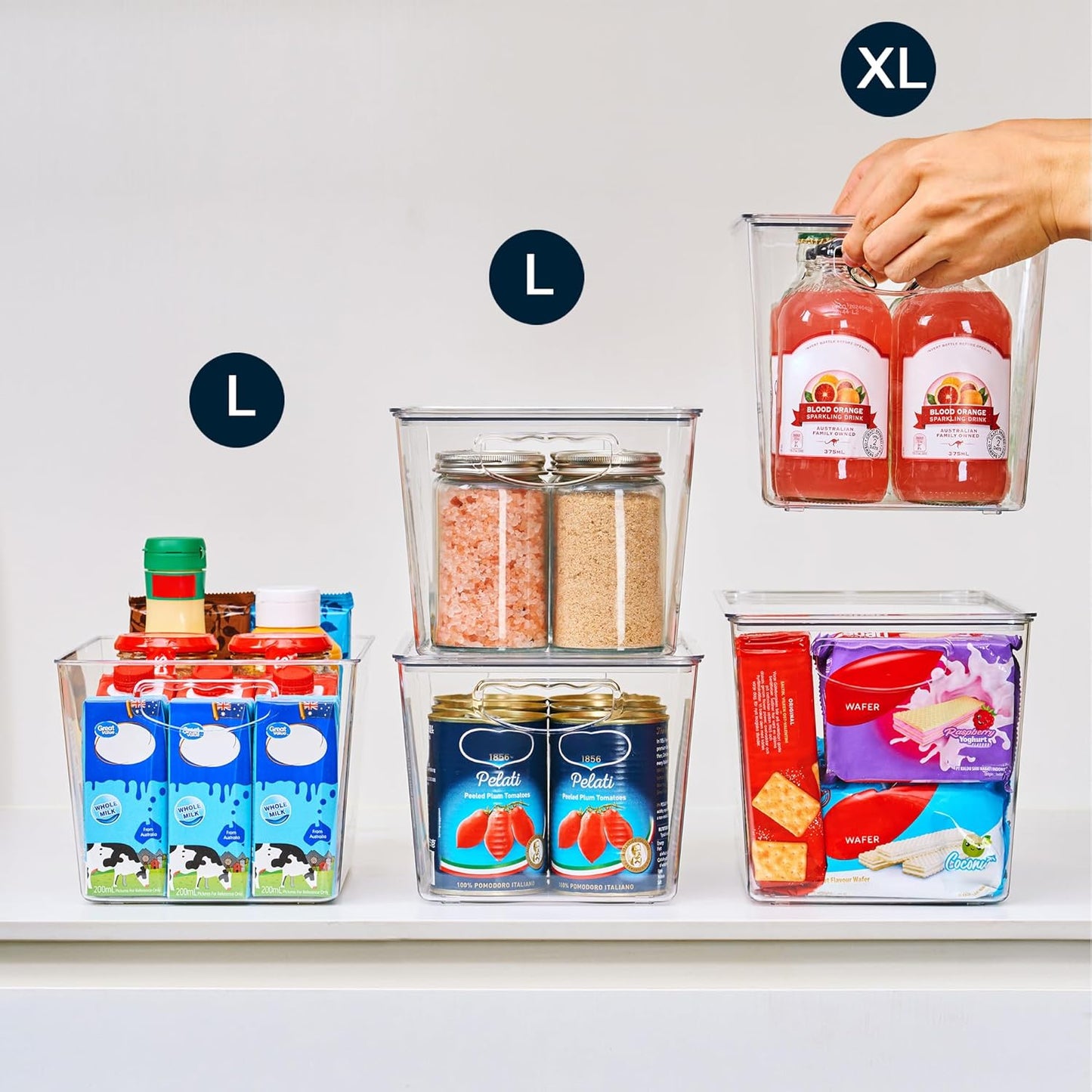 theaoo Clear Storage Bins with Lids Stackable - Large Plastic Containers for Pantry Organization and Storage - Perfect for Kitchen,Fridge,Laundry Room,Bathroom,Garage,Closet,Cabinet Organizer - 6 Pack