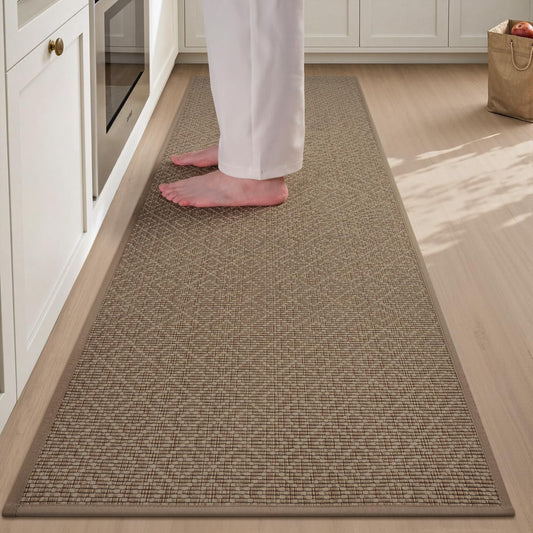 PADOOR Kitchen Runner, Rubber Backed Kitchen Runner Rugs Non Skid Washable, Super Absorbent Kitchen Mats for Floor Front of Sink, 20"x47" Brown
