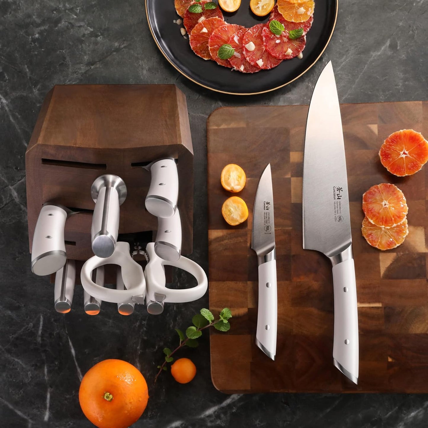 Cangshan HELENA Series German Steel Forged Knife Block Set (12-Piece, White), Oprah's Favorite Things 2023