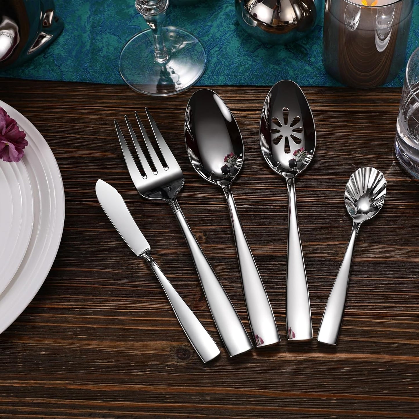 KEAWELL Premium 20/45/65 Piece Louis Silverware Set, 18/10 Stainless Steel, Service for 4/8/12, Fine Flatware Set, Dishwasher Safe (45)