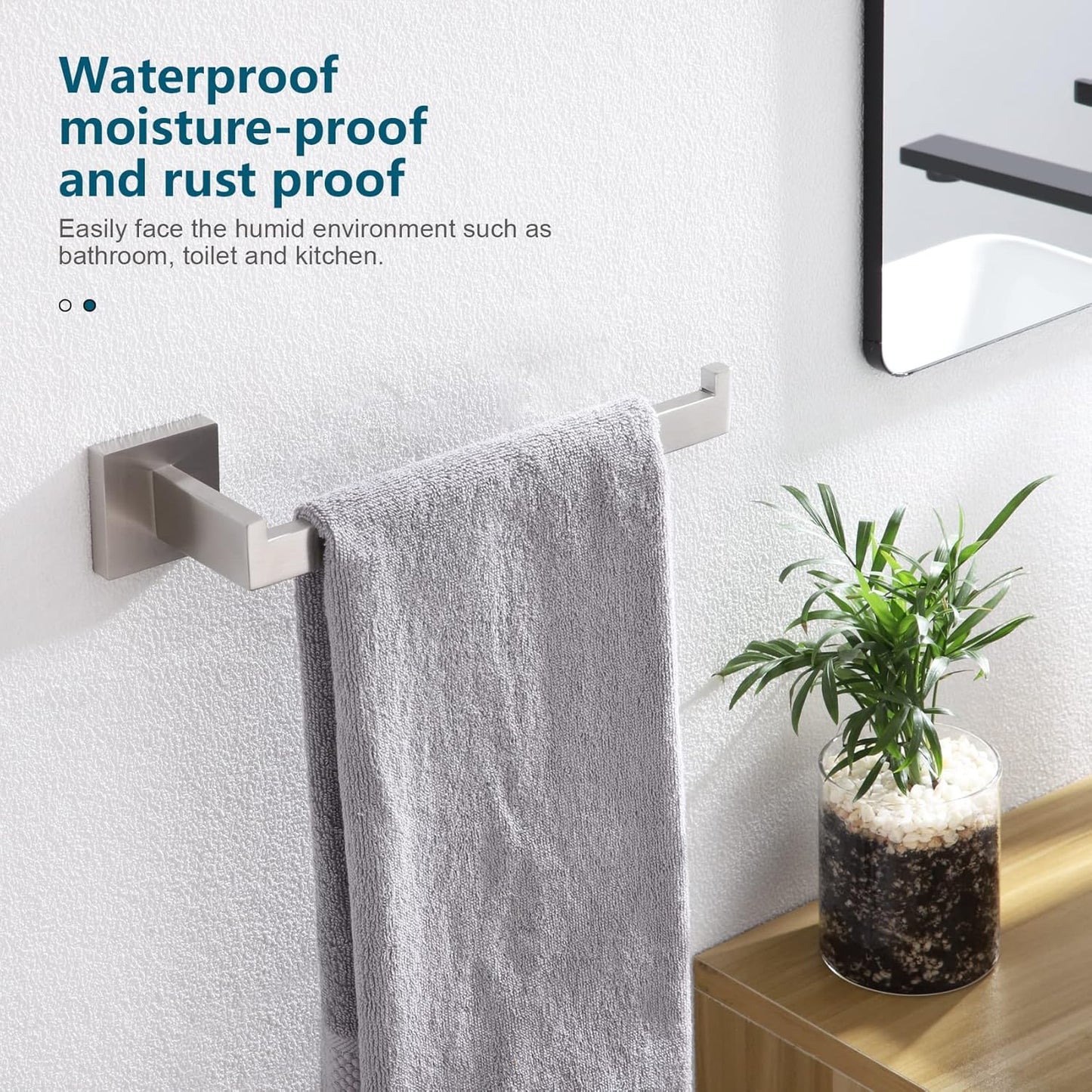 KOKOSIRI Hand Towel Holder Brushed Nickel Towel Bars Stainless Steel Bathroom Hardware Kitchen Paper Towel Holder Wall Mount, B3003BR