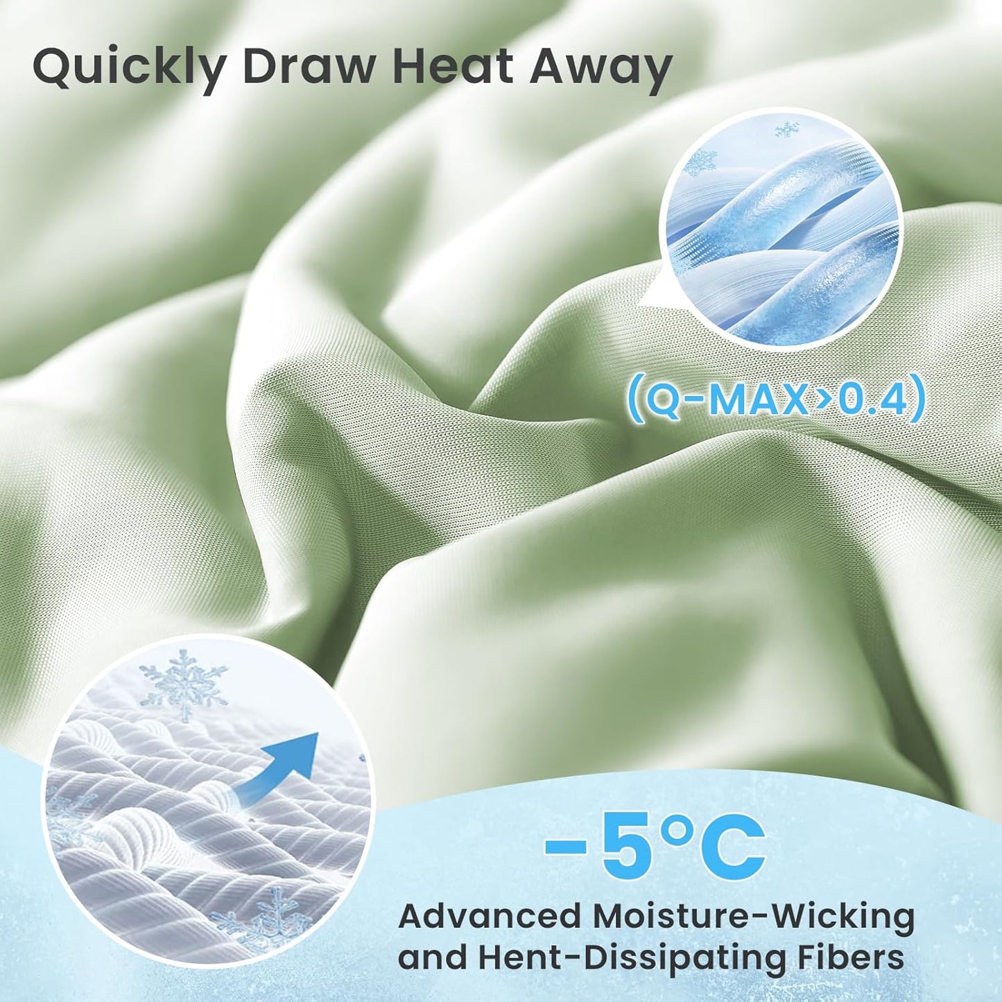 HYLEORY Cooling Comforter King Size - Summer Cooling Blanket for Hot Sleepers/Night Sweats, Double-Sided Cold Touch Silky Ice Comforters, Breathable Lightweight Beddings, Cool Green, 108"x90"
