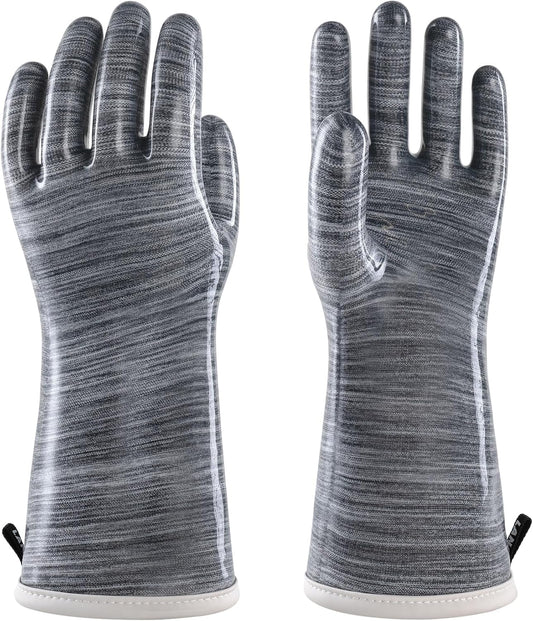 wahoo Liquid Silicone Smoker Oven Gloves, Food-Contact Grade, Heat Resistant Gloves for Cooking, Grilling, Baking, Grey, XXL/11