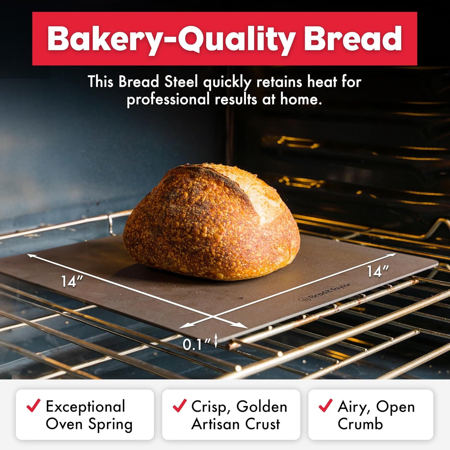 Brod & Taylor Bread Steel Original for Baking Bread & Cooking Pizza (14" x 14" x 0.1")