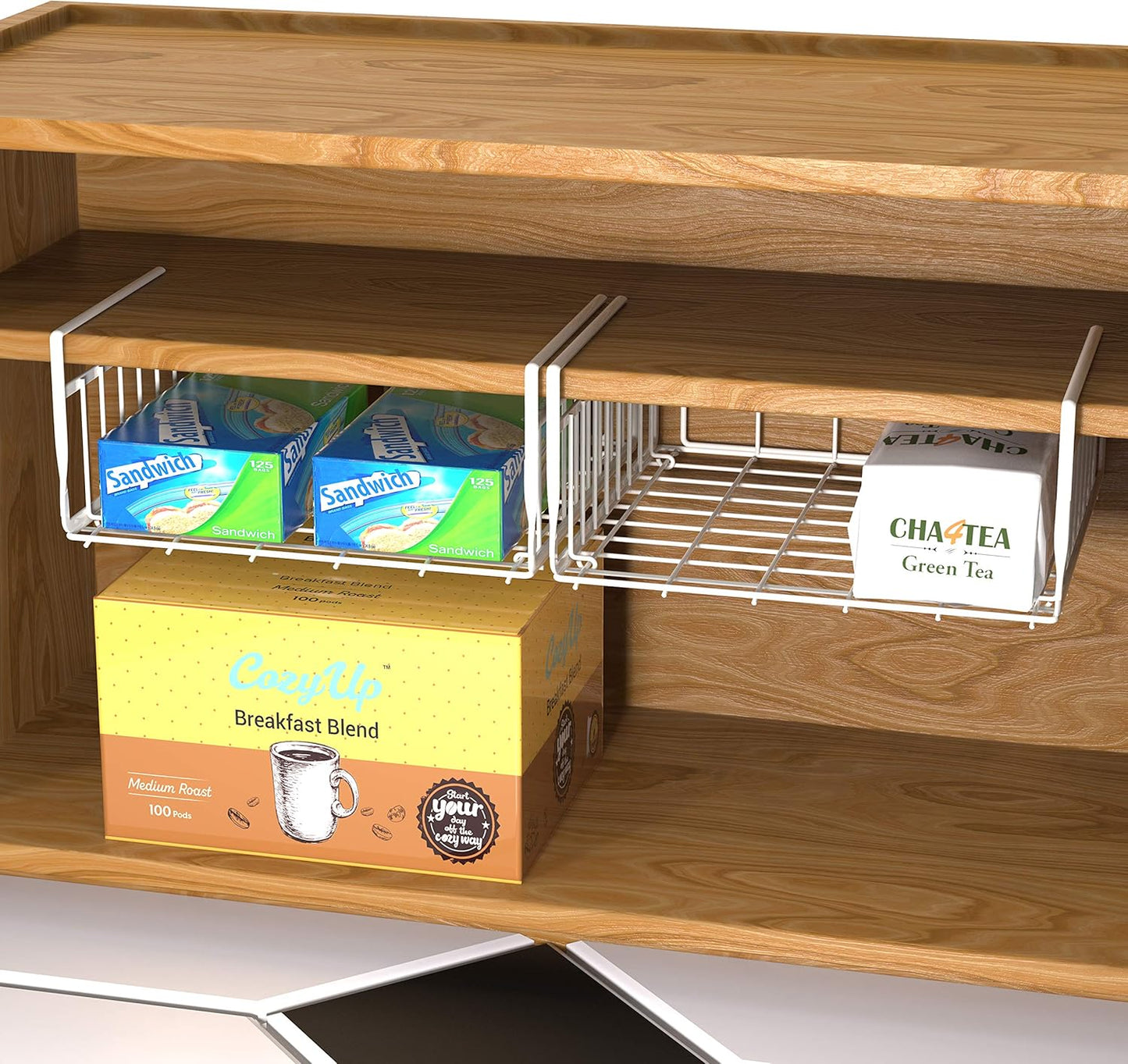 Simple Houseware Under Shelf Basket, White