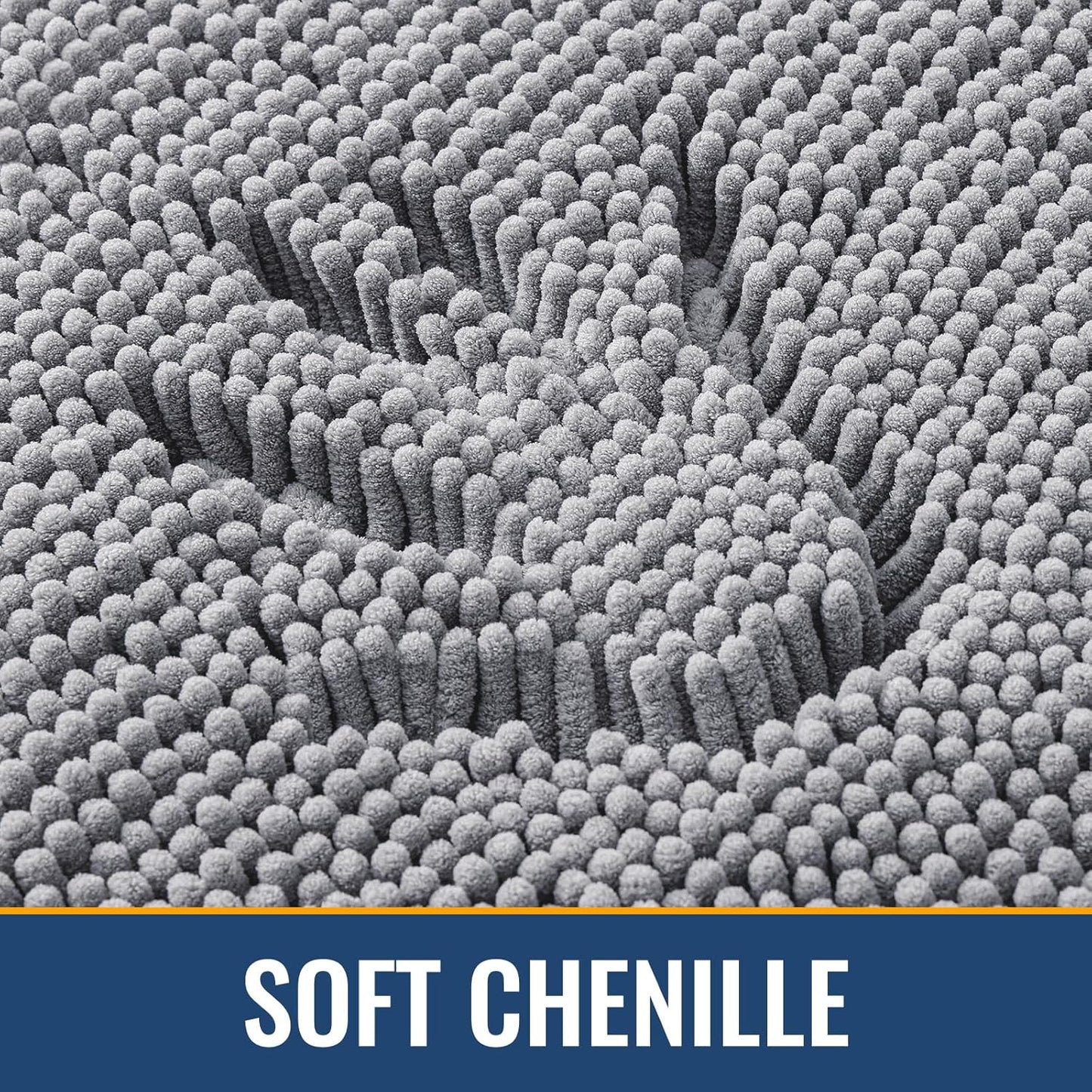 Arotive Bathroom Rugs 40x32, Extra Soft Absorbent Shaggy Chenille Bath Rugs, Machine Washable Rubber Backing Non-Slip Bath Mats for Bathroom Floor Tub and Shower, Home Decor Accessories, Grey