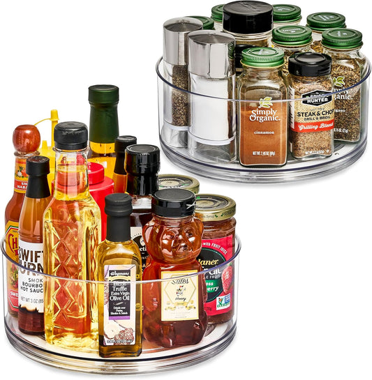 Sorbus 9 Inch Clear Lazy Susan Organizer, Turntable Organizer for Spice Organization for Cabinet, Lazy Susan Turntable for Kitchen, Home, Office, Closet, Classroom, Laundry Room Organization (2-Pack)