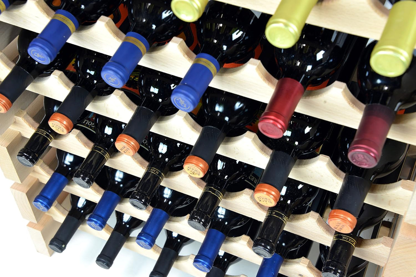 sfDisplay.com,LLC. Modular Wine Rack Beechwood 24-72 Bottle Capacity 6 Bottles Across up to 12 Rows Newest Improved Model (24 Bottles - 4 Rows)