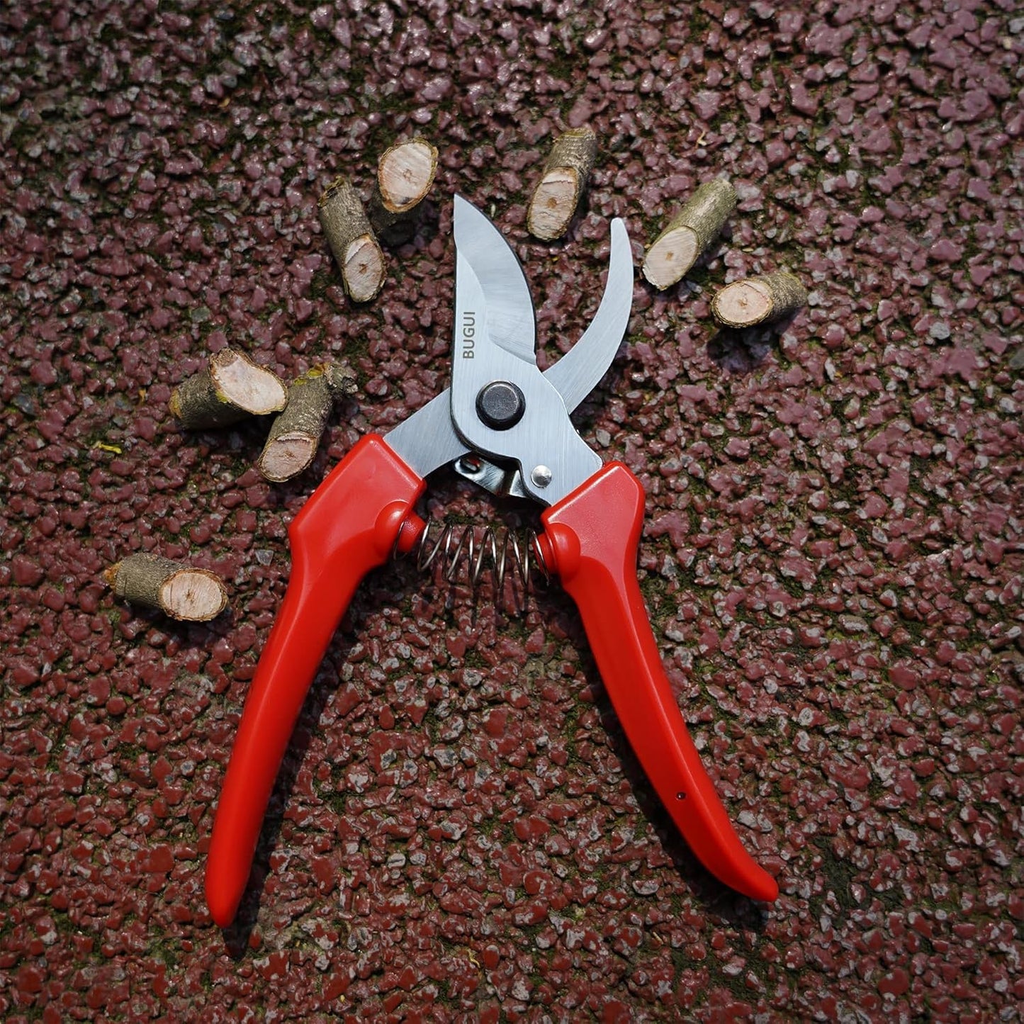BUGUI Pruning Shears Garden Shears - Premium Alloy Steel Bypass Pruner, Precision-ground Blades, Heavy Duty Gardening Tools, 7" (H201)